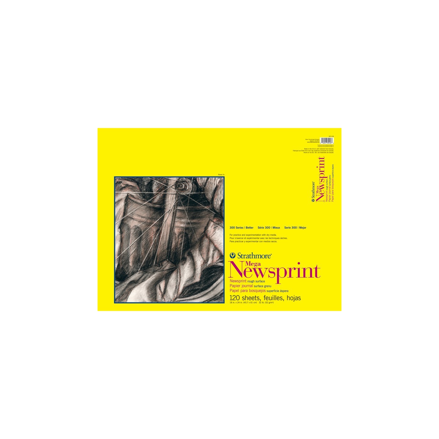 Strathmore 300 Series Newsprint Pad, Tape Binding, 120 Sheet, 18x24 inch, 1 Count