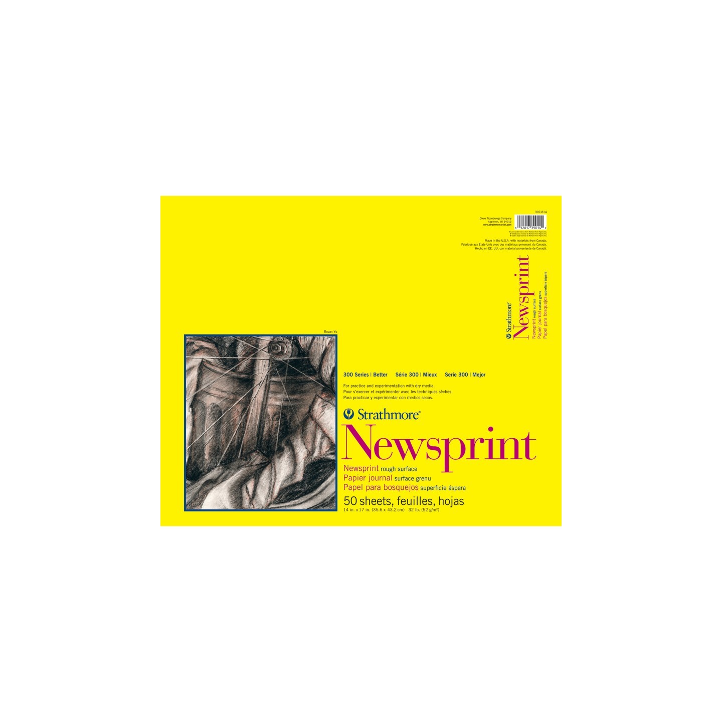 Strathmore 300 Series Newsprint Pad, Tape Binding, 50 Sheet, 14x17 inch, 1 Count