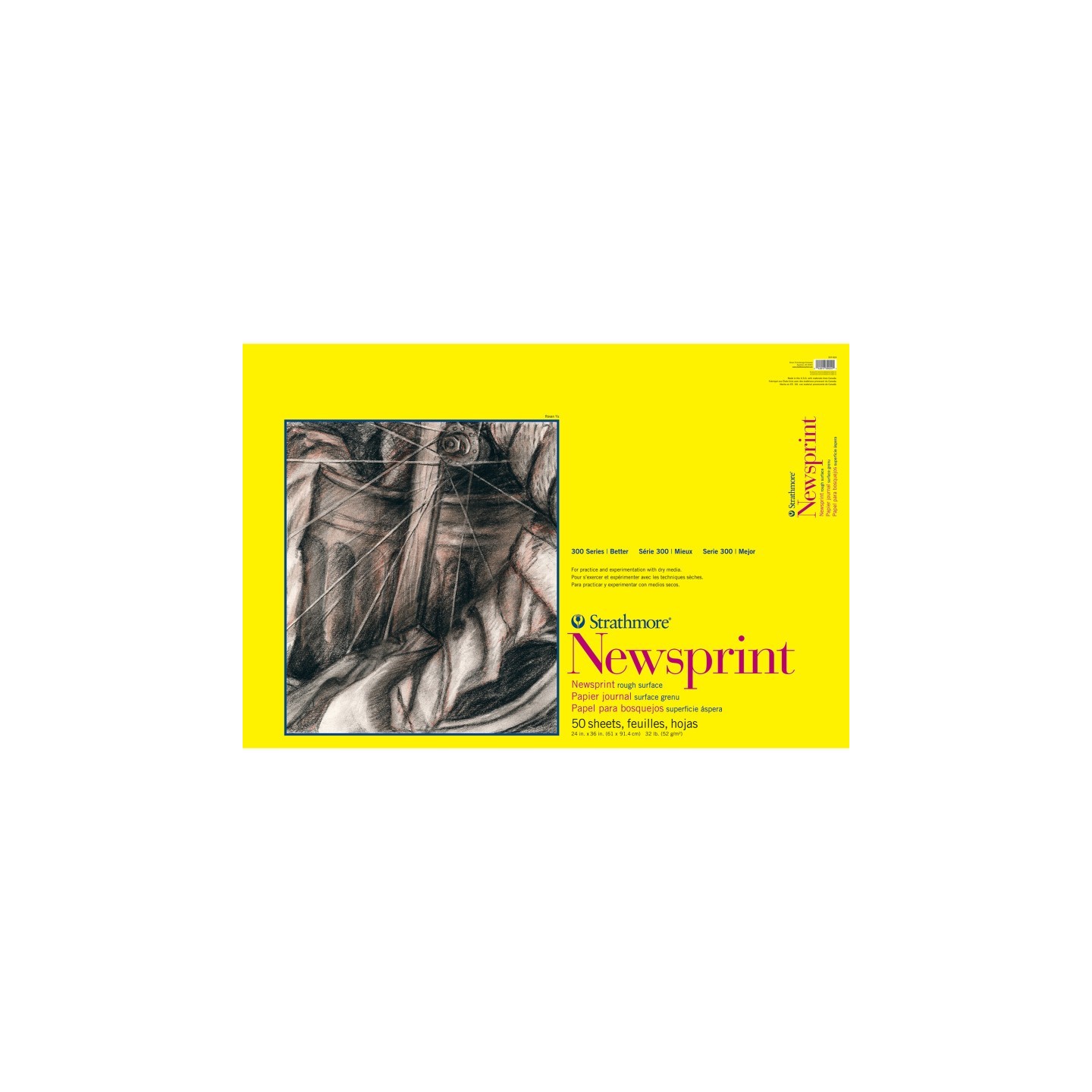 Strathmore 300 Series Newsprint Pad, Tape Binding, 50 Sheet, 24x36 inch, 1 Count