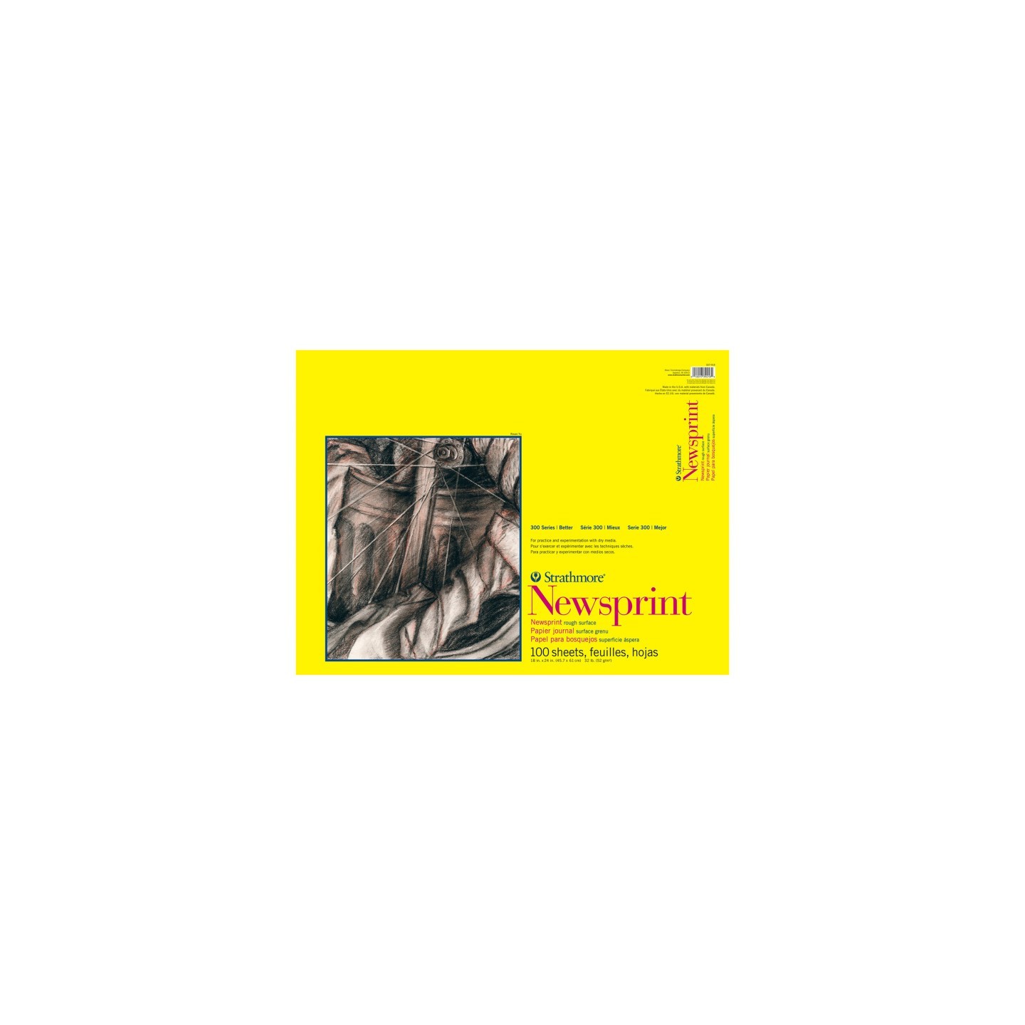 Strathmore 300 Series Newsprint Pad, Tape Binding, 100 Sheet, 18x24 inch, 1 Count