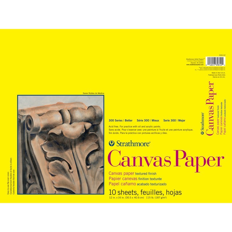 Strathmore 300 Series Canvas Paper Pad, Glue Binding, 10 Sheet, 12x16 inch, 1 Count