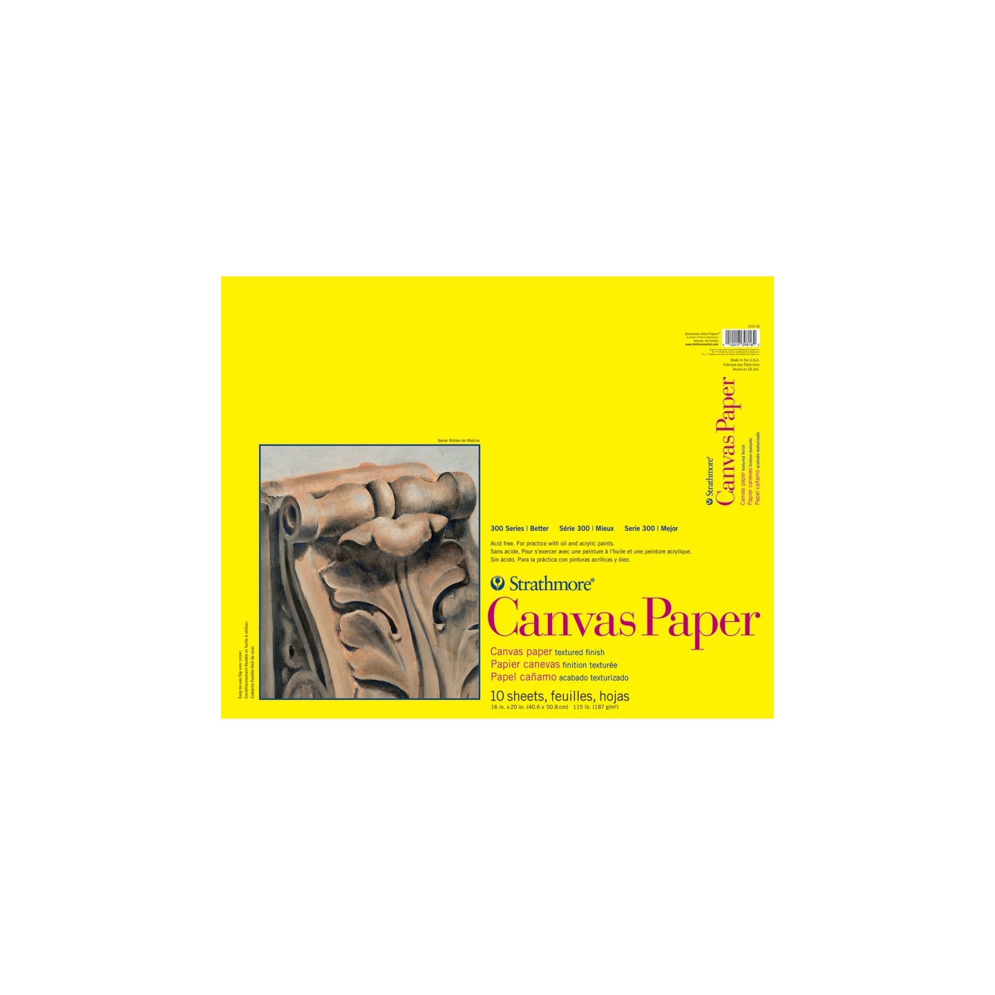 Strathmore 300 Series Canvas Paper Pad, Glue Binding, 10 Sheet, 16x20 inch, 1 Count