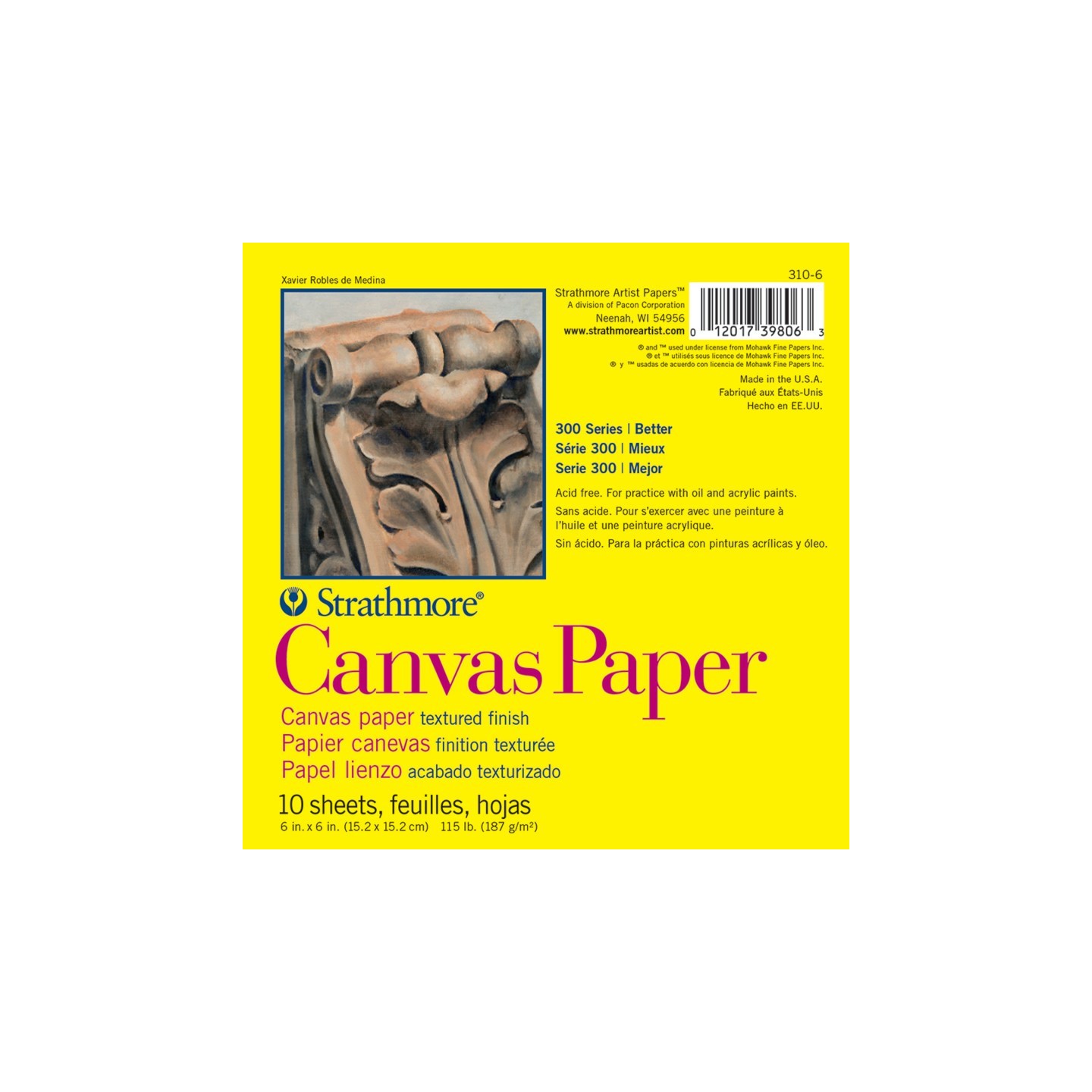 Strathmore 300 Series Canvas Paper Pad, 6" x 6", 10 Sheets