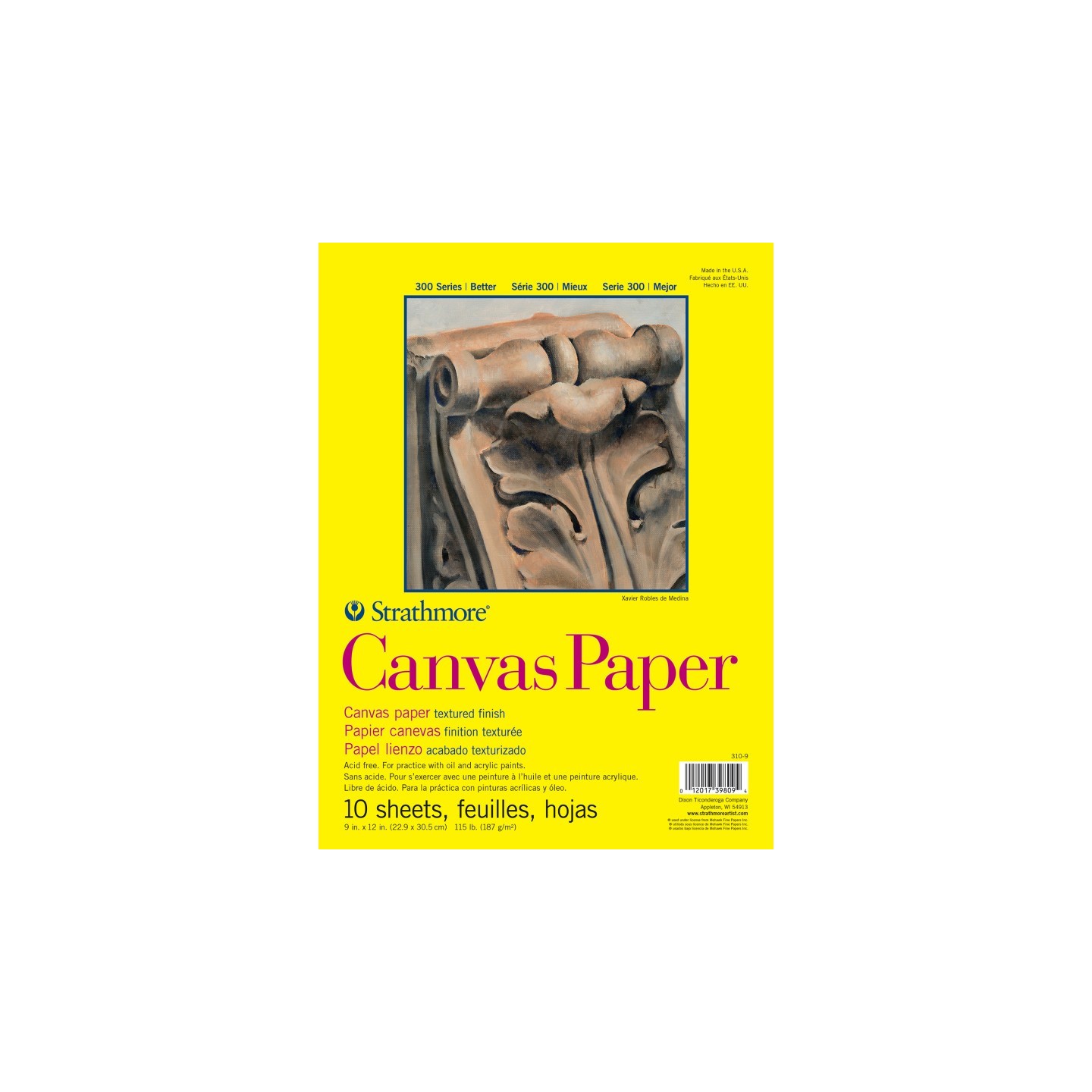 Strathmore 300 Series Canvas Paper Pad, Glue Binding, 10 Sheet, 9x12 inch, 1 Count