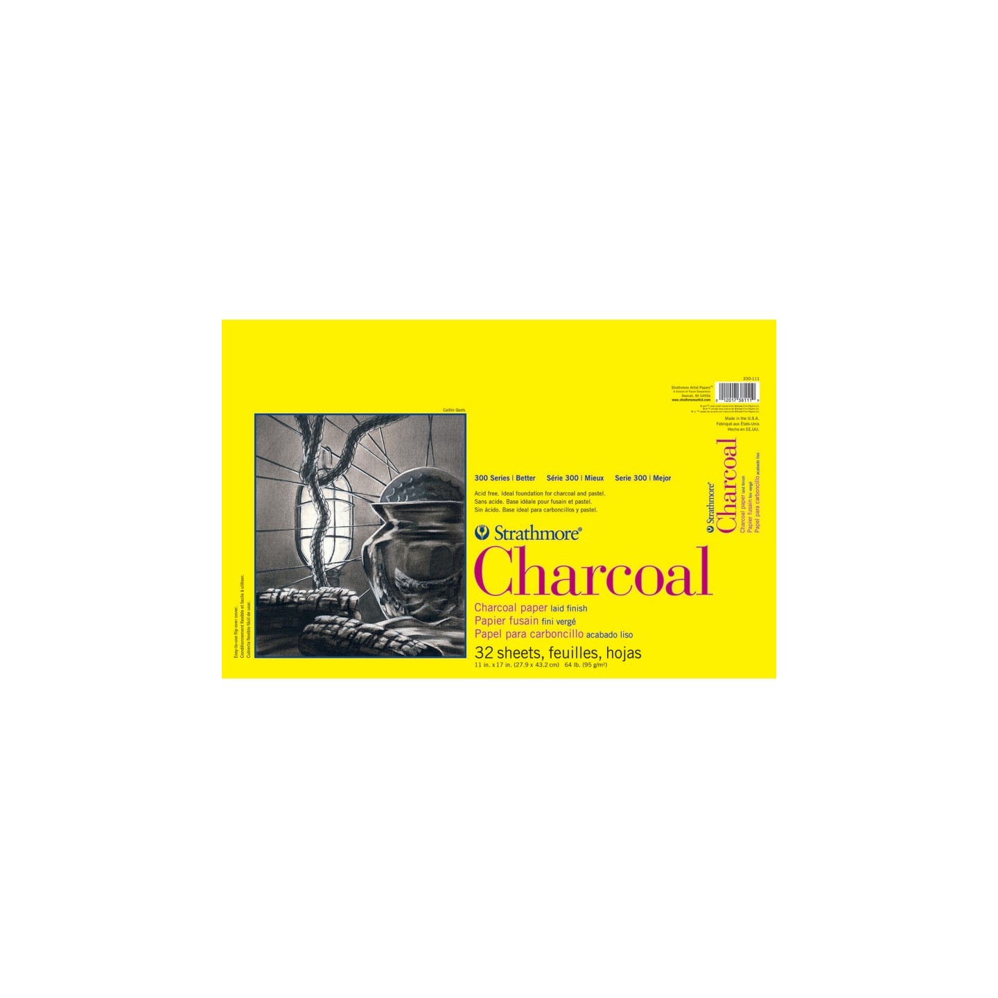 Strathmore 300 Series Charcoal Pad, Glue Binding, 32 Sheet, 11x17 inch, 1 Count