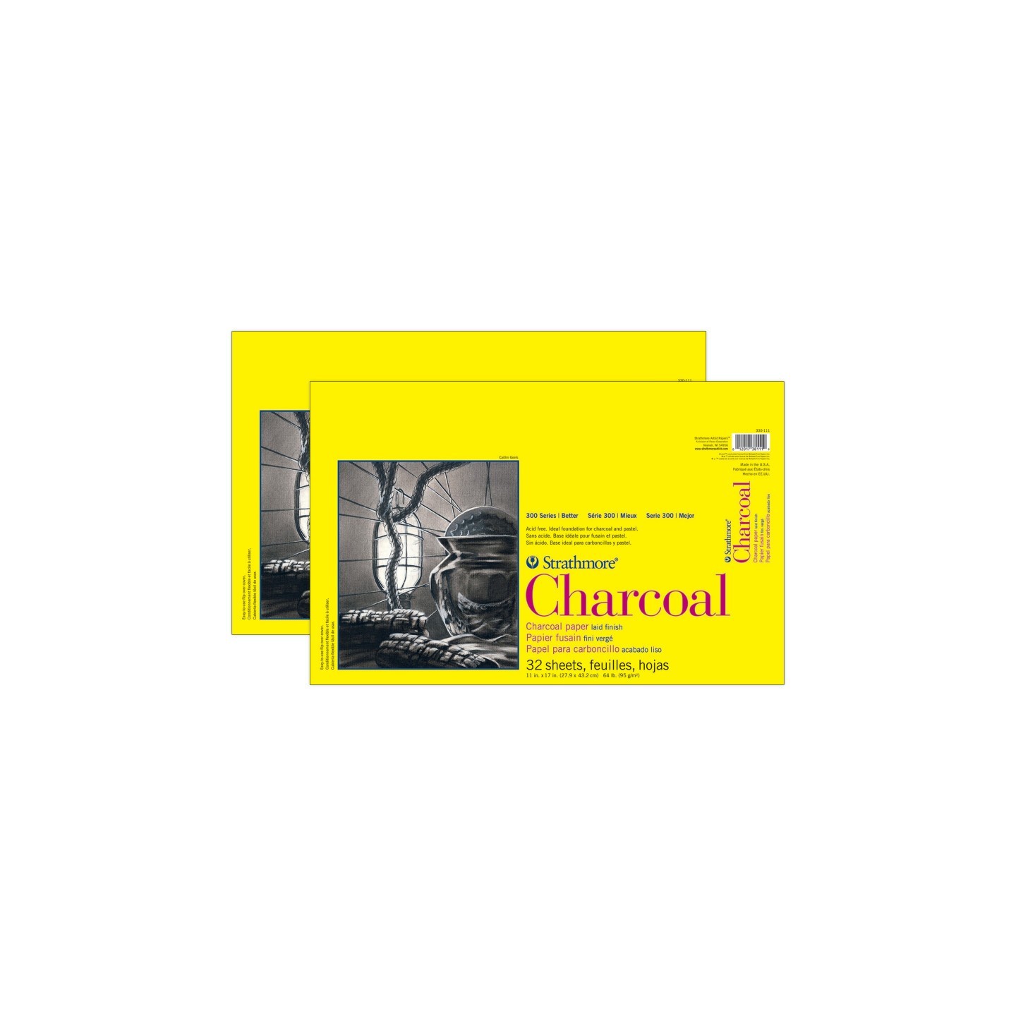 Strathmore 300 Series Charcoal Pad, Glue Binding, 32 Sheet, 11x17 inch, Pack of 2
