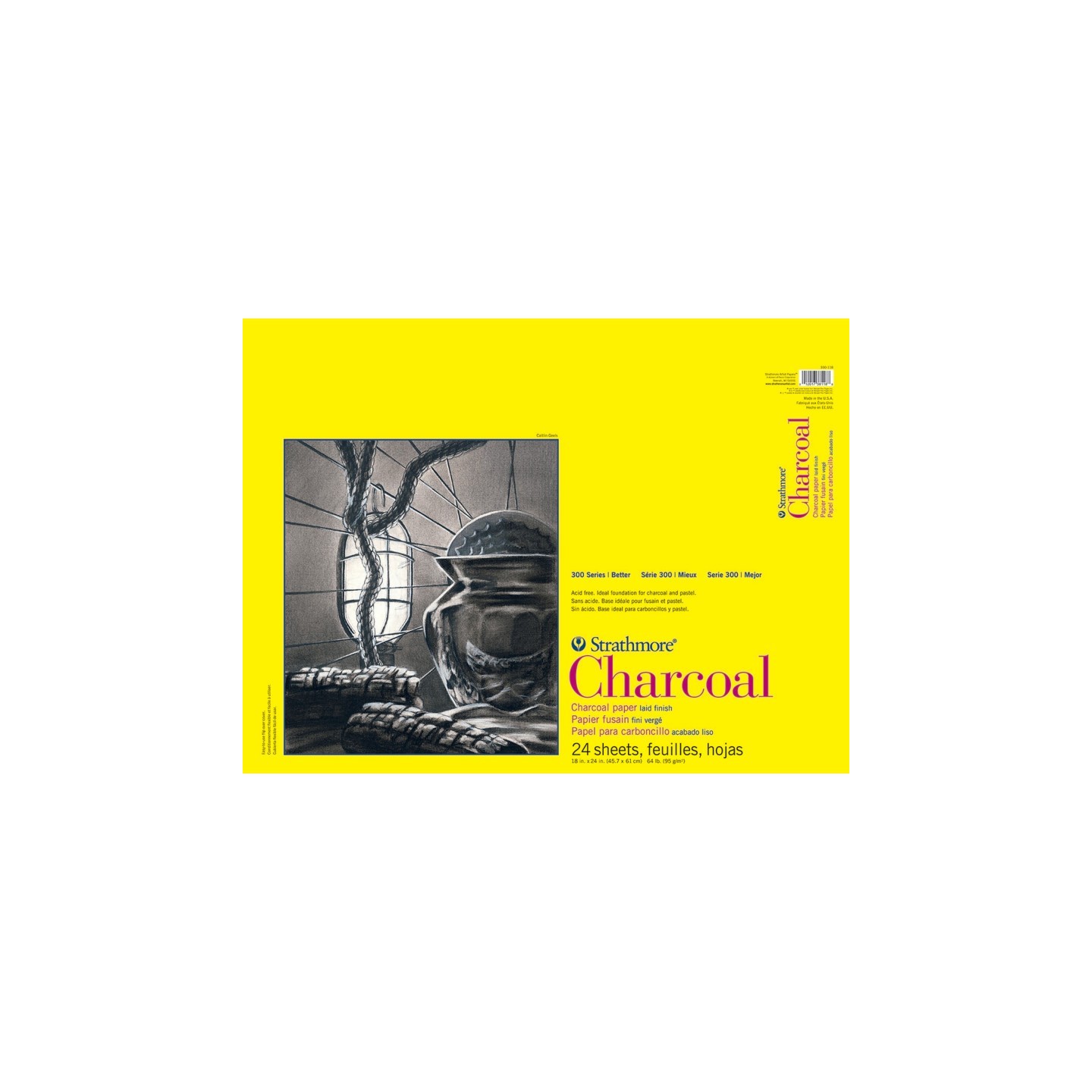 Strathmore 300 Series Charcoal Pad, Glue Binding, 24 Sheet, 18x24 inch, 1 Count