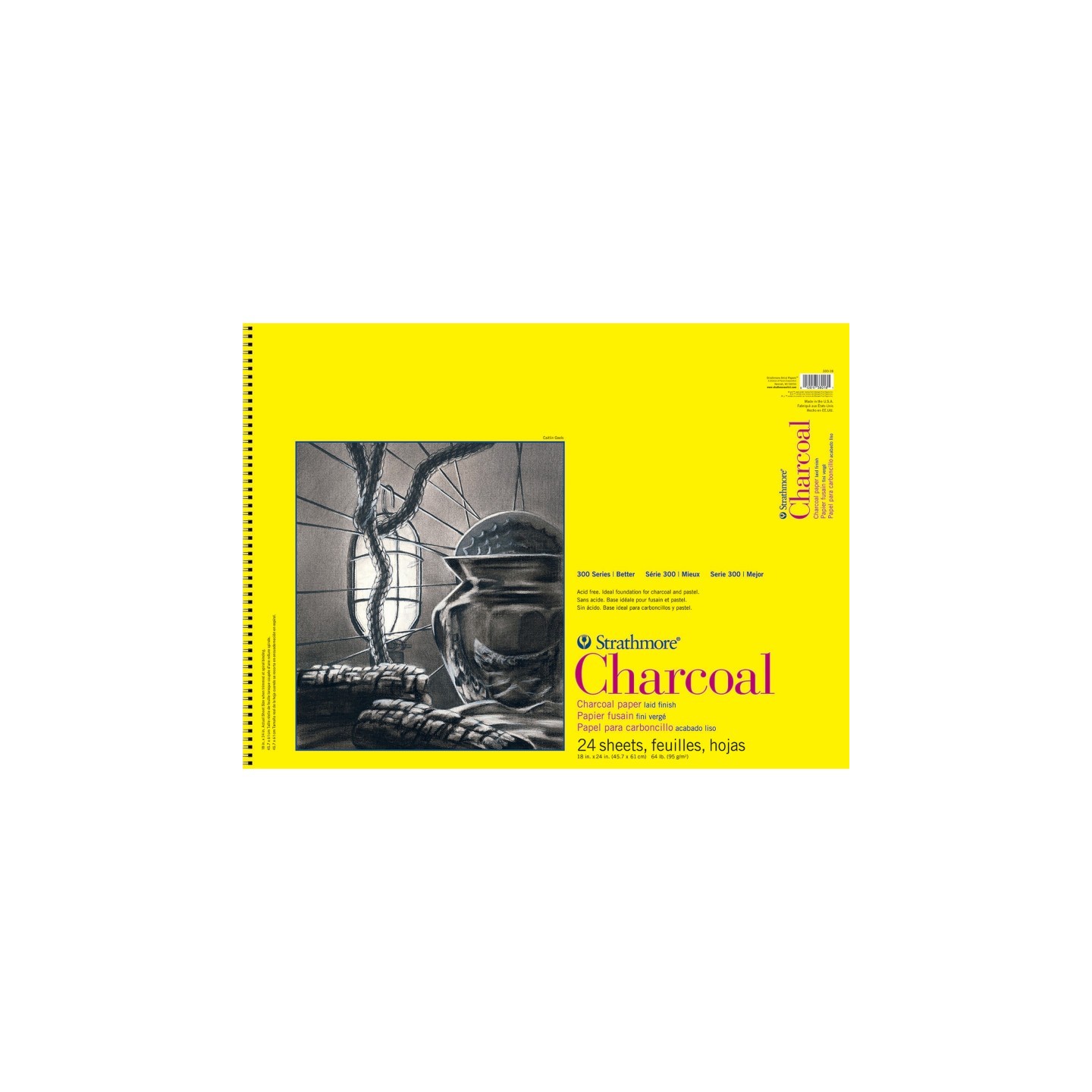 Strathmore 300 Series Charcoal Pad, Top Wire Binding, 24 Sheet, 18x24 inch, 1 Count