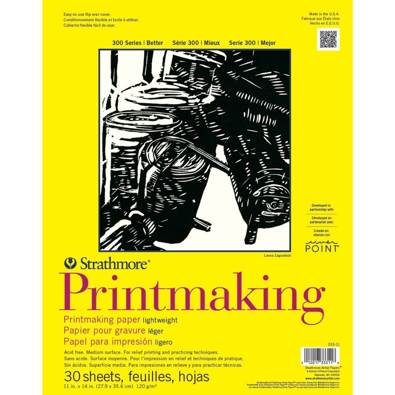 Strathmore 300 Series Printmaking Pad, Glue Binding, 30 Sheet, 11x14 inch, 1 Count