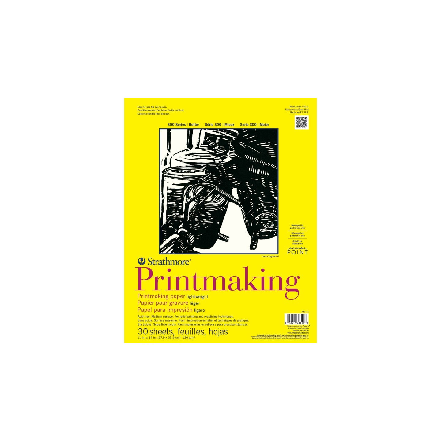 Strathmore 300 Series Printmaking Pad, Glue Binding, 30 Sheet, 11x14 inch, 1 Count