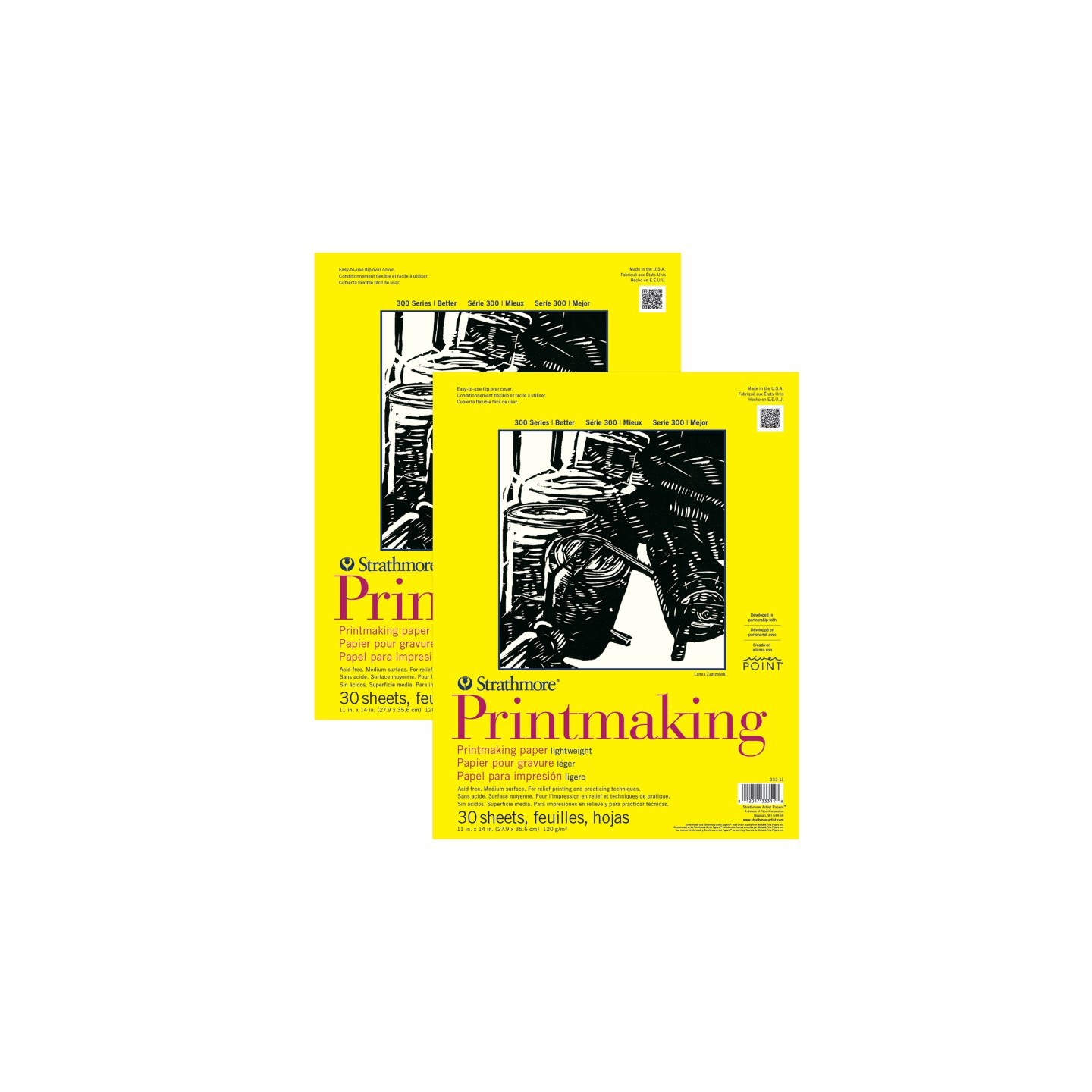 Strathmore 300 Series Printmaking Pad, Glue Binding, 30 Sheet, 11x14 inch, Pack of 2