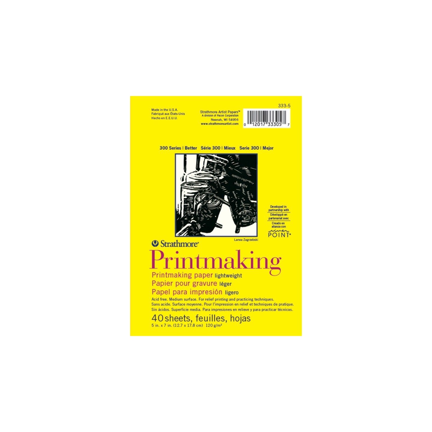 Strathmore 300 Series Printmaking Pad, Glue Binding, 40 Sheet, 5x7 inch, 1 Count