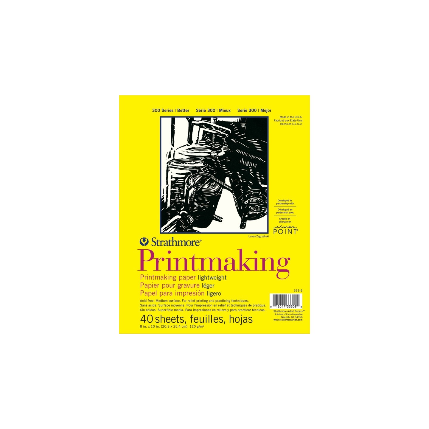 Strathmore 300 Series Printmaking Pad, Glue Binding, 40 Sheet, 8x10 inch, 1 Count