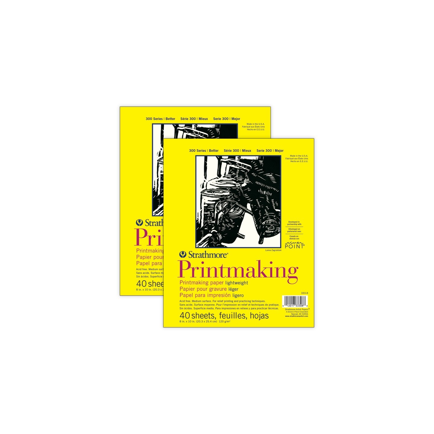 Strathmore 300 Series Printmaking Pad, Glue Binding, 40 Sheet, 8x10 inch, Pack of 2