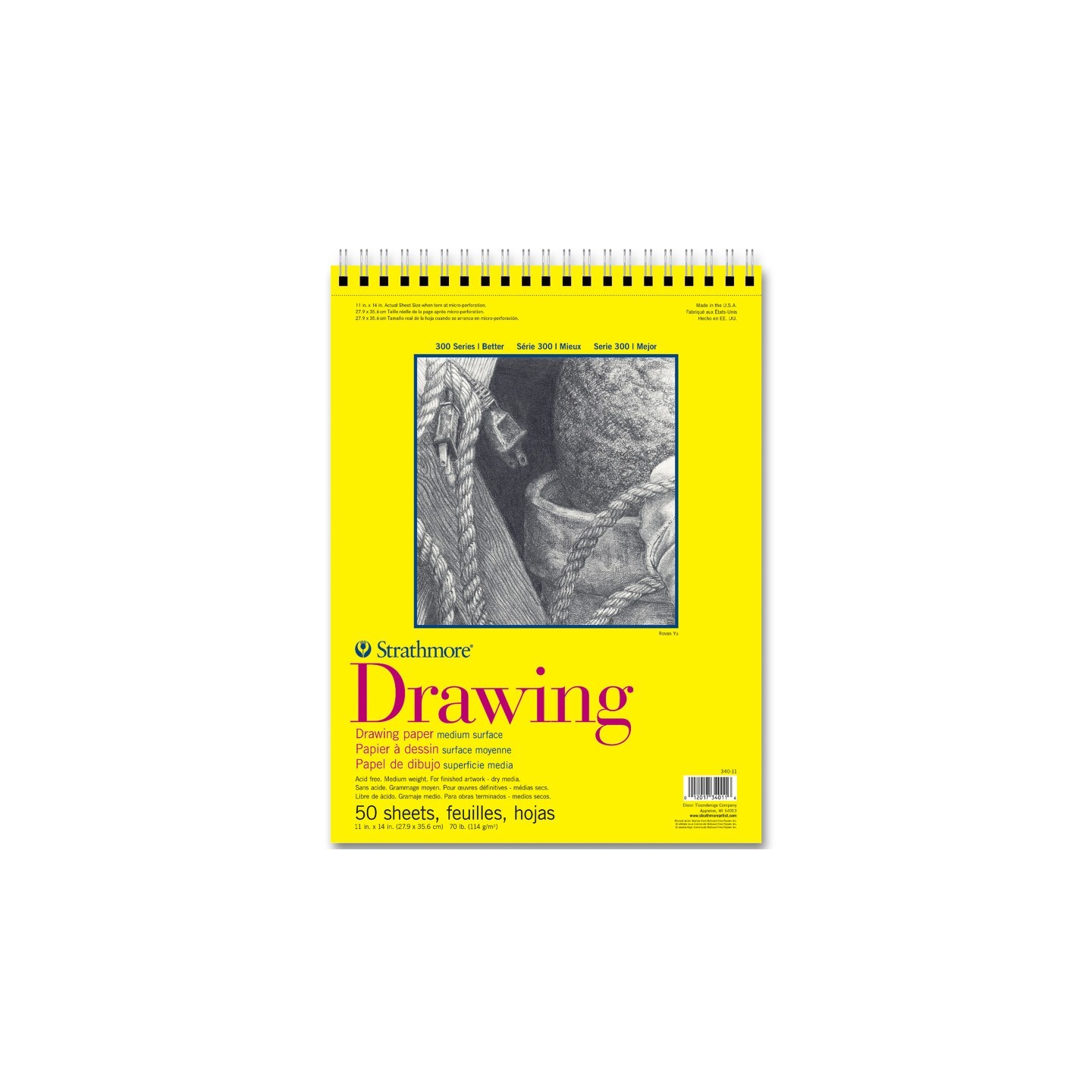 Strathmore 300 Series Drawing Pad, Top Wire Binding, 50 Sheet, 11x14 inch, 1 Count