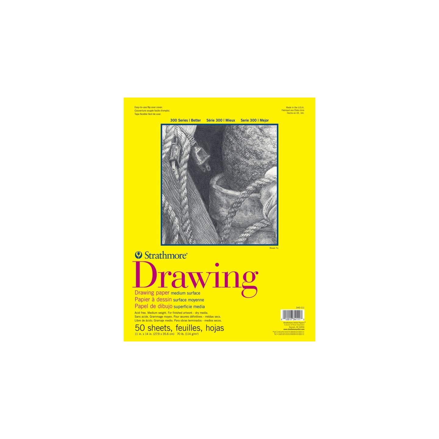 Strathmore 300 Series Drawing Pad, Glue Binding, 50 Sheet, 11x14 inch, 1 Count