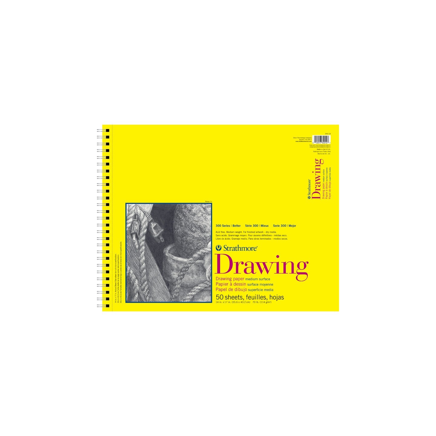 Strathmore 300 Series Drawing Pad, Top Wire Binding, 50 Sheet, 14x17 inch, 1 Count