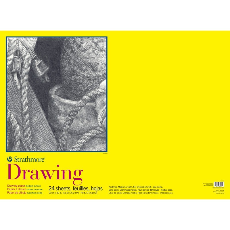 Strathmore 300 Series Drawing Paper Pad, Tape Binding, 24 Sheet, 22x30 inch, 1 Count