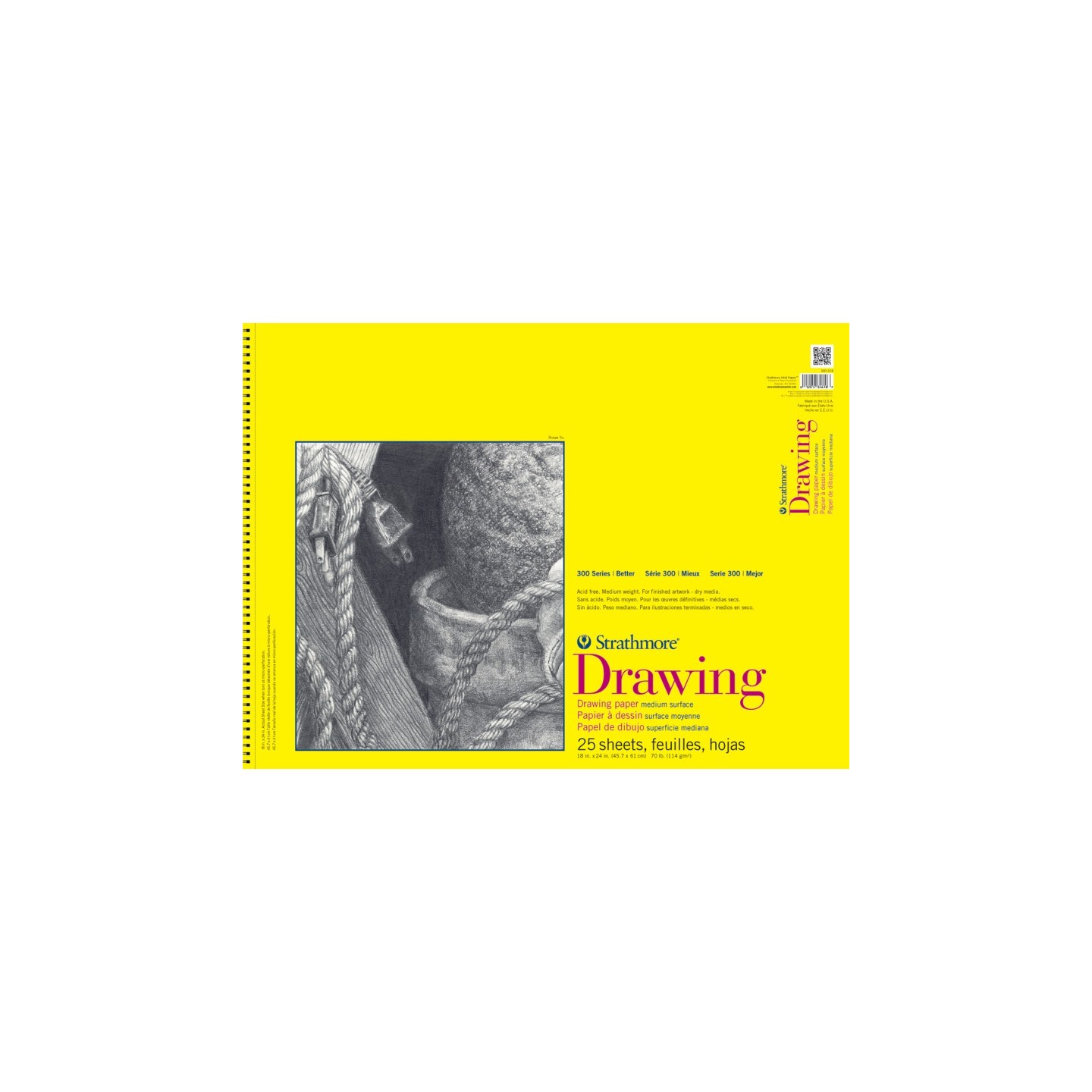 Strathmore 300 Series Drawing Pad, Top Wire Binding, 25 Sheet, 18x24 inch, 1 Count