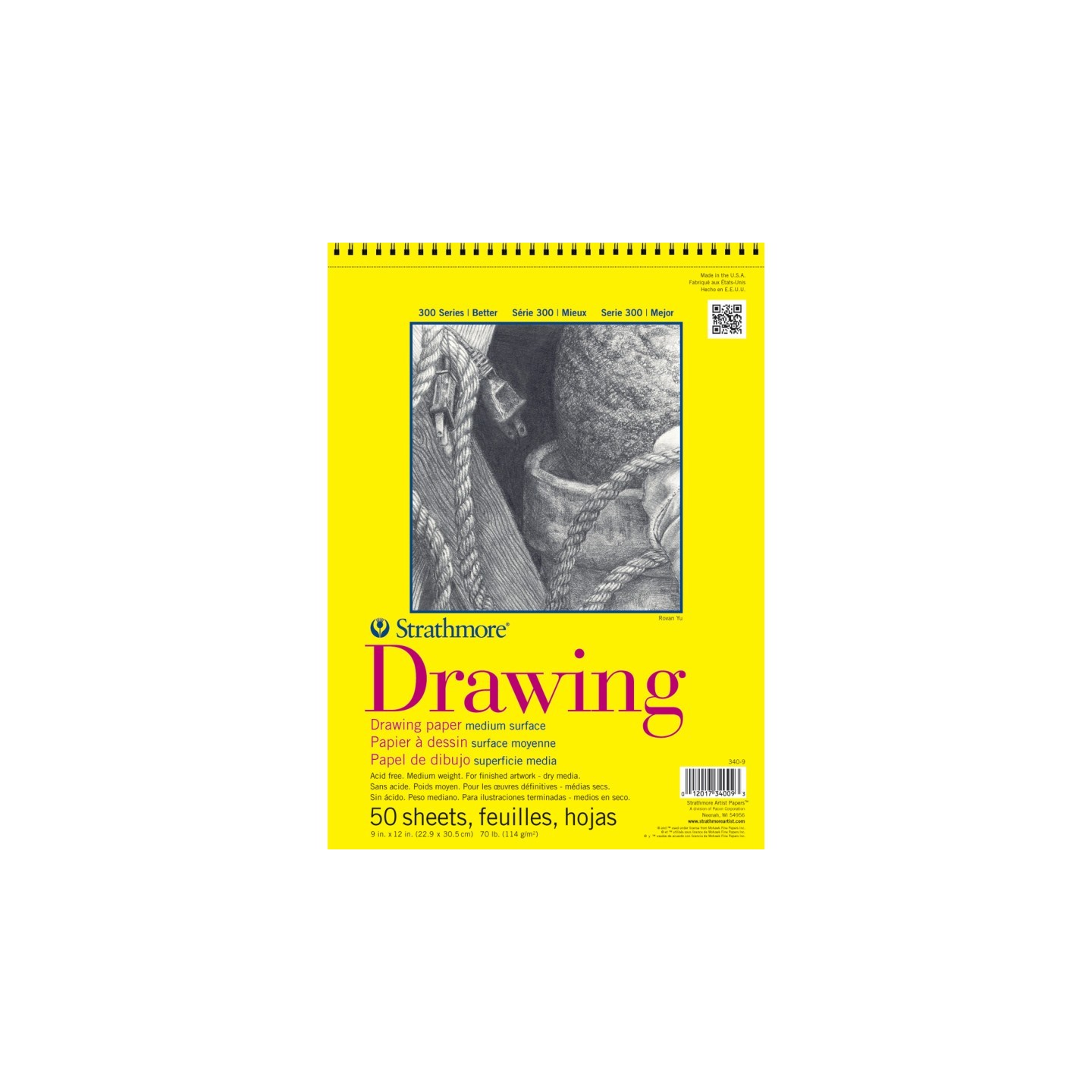 Strathmore 300 Series Drawing Pad, Top Wire Binding, 50 Sheet, 9x12 inch, 1 Count