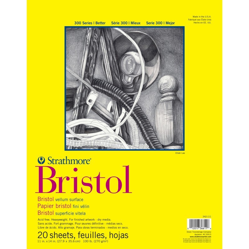 Strathmore 300 Series Bristol Pad, Vellum Finish, Tape Binding, 20 Sheet, 11x14 inch, 1 Count