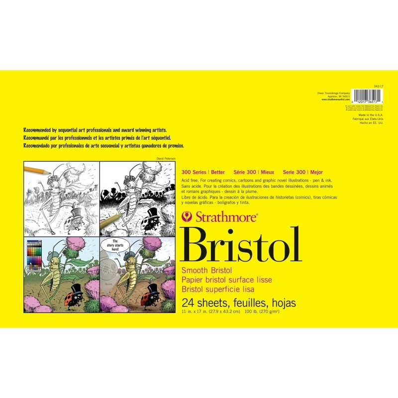 Strathmore 300 Series Bristol Pad, Smooth Finish, Tape Binding, 24 Sheet, 11x17 inch, 1 Count