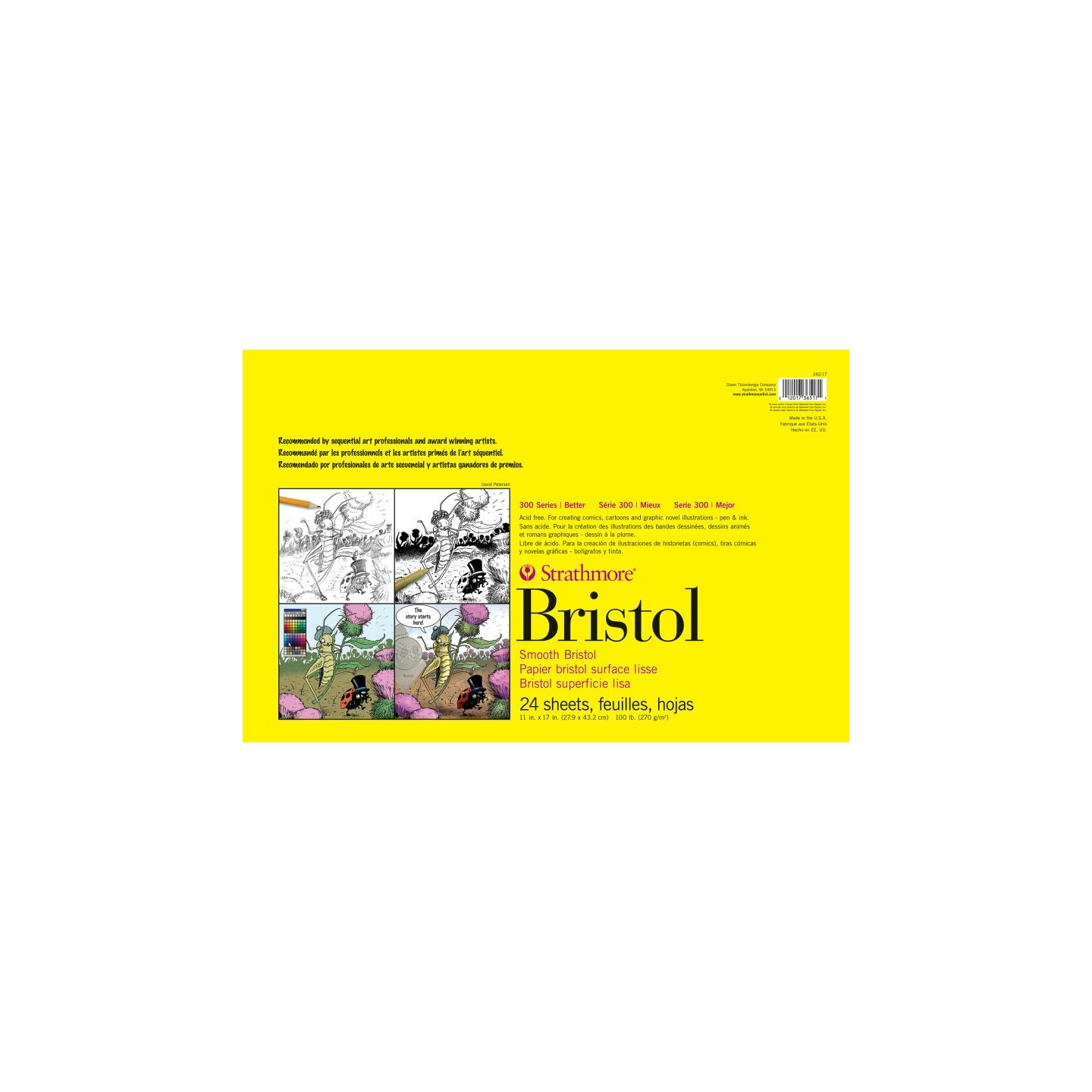 Strathmore 300 Series Bristol Pad, Smooth Finish, Tape Binding, 24 Sheet, 11x17 inch, 1 Count