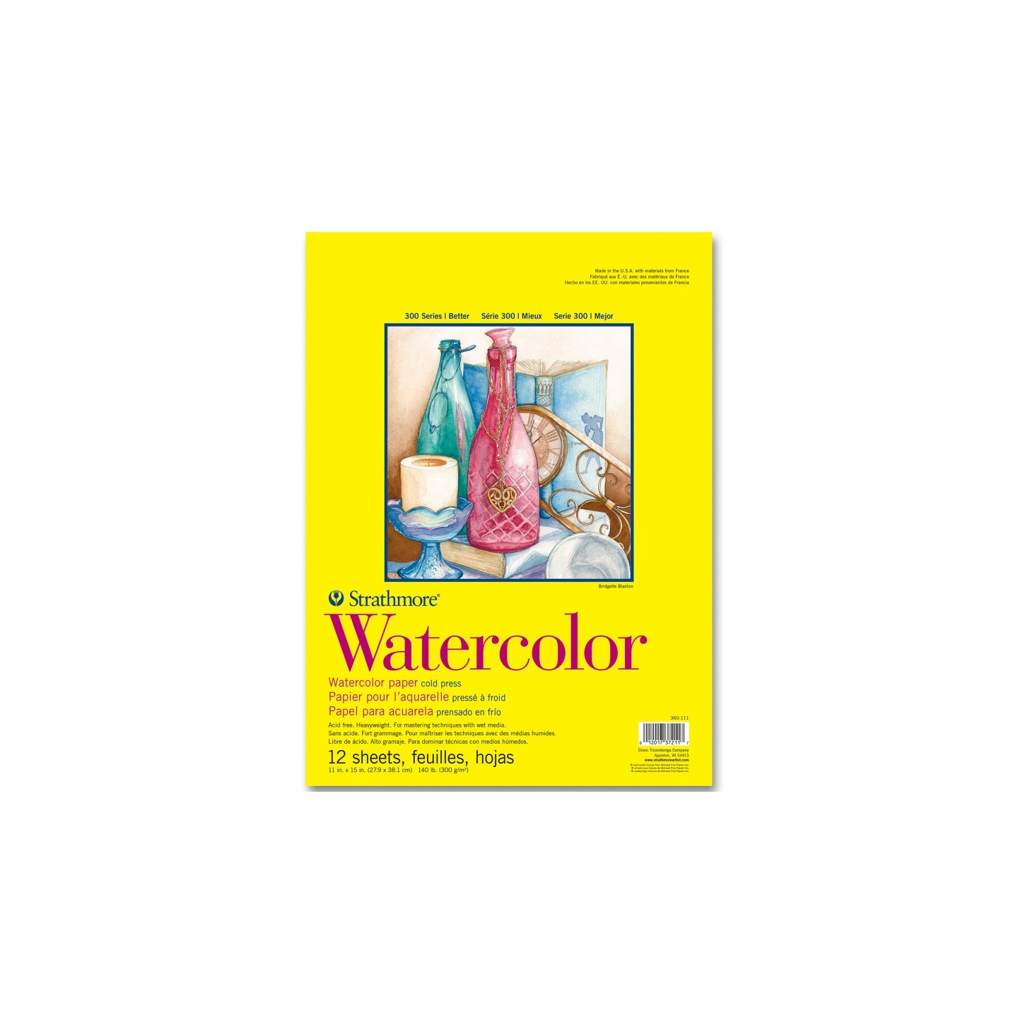 Strathmore 300 Series Watercolor Pad, Cold Pressed, Tape Binding, 12 Sheet, 11x15 inch, 1 Count