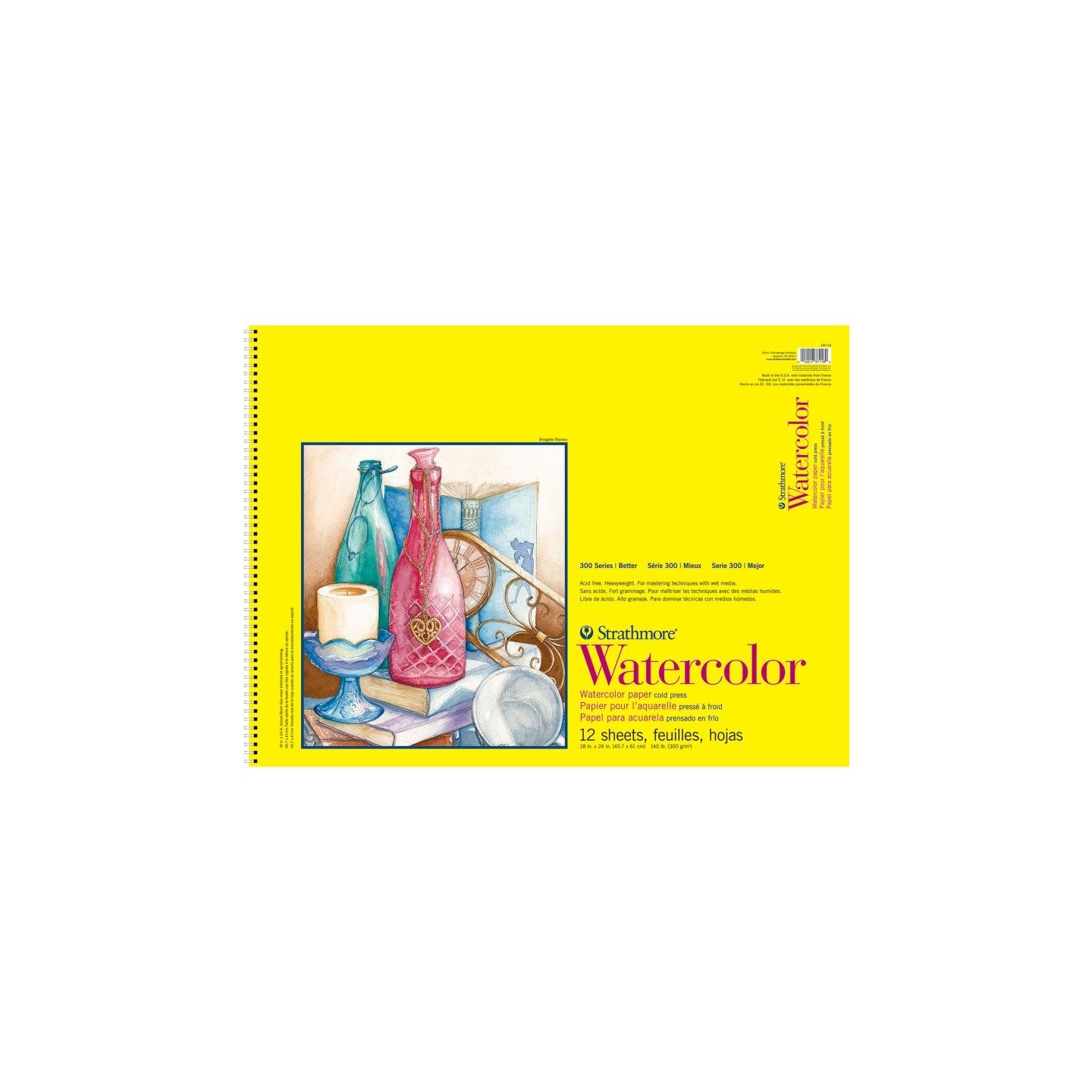 Strathmore 300 Series Watercolor Pad, Cold Pressed, Top Wire Binding, 12 Sheet, 18x24 inch, 1 Count