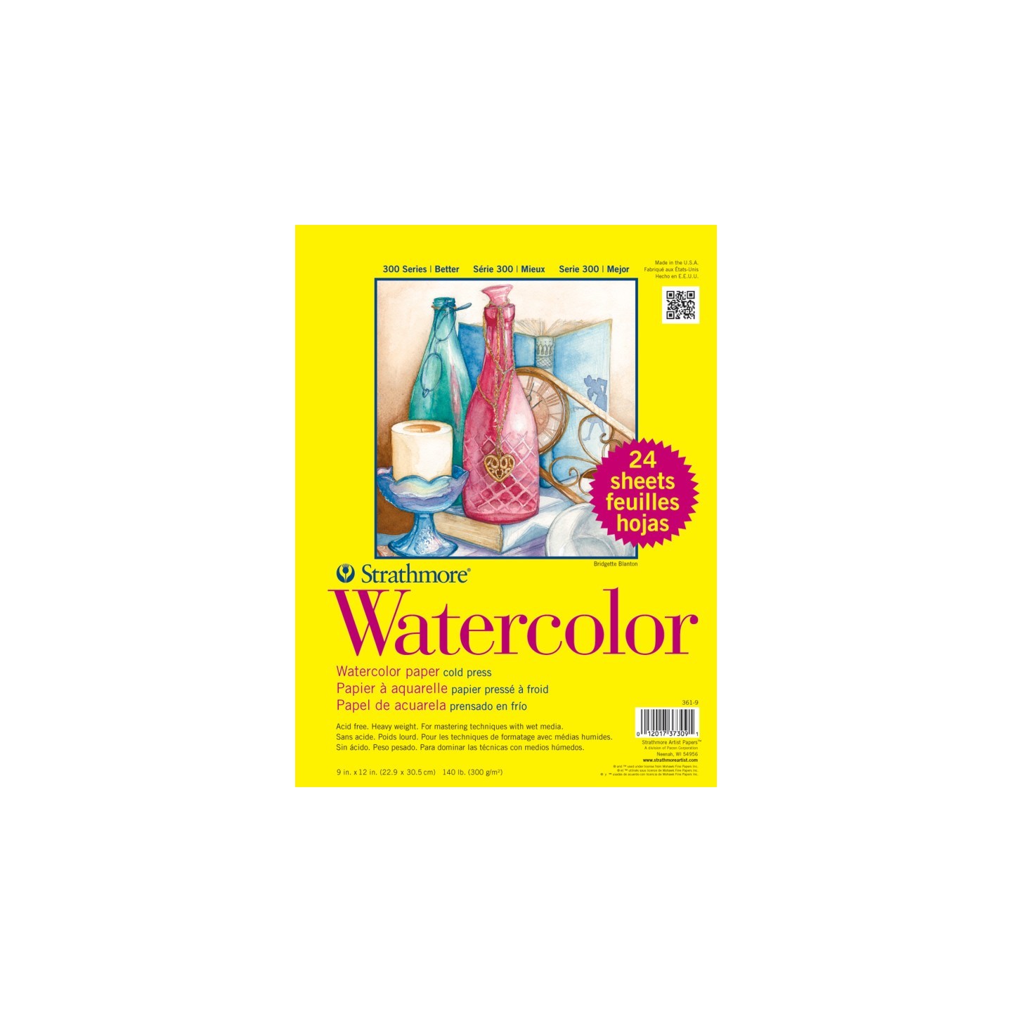 Strathmore 300 Series Watercolor Paper Pack, 9x12 inch, 24 Sheets