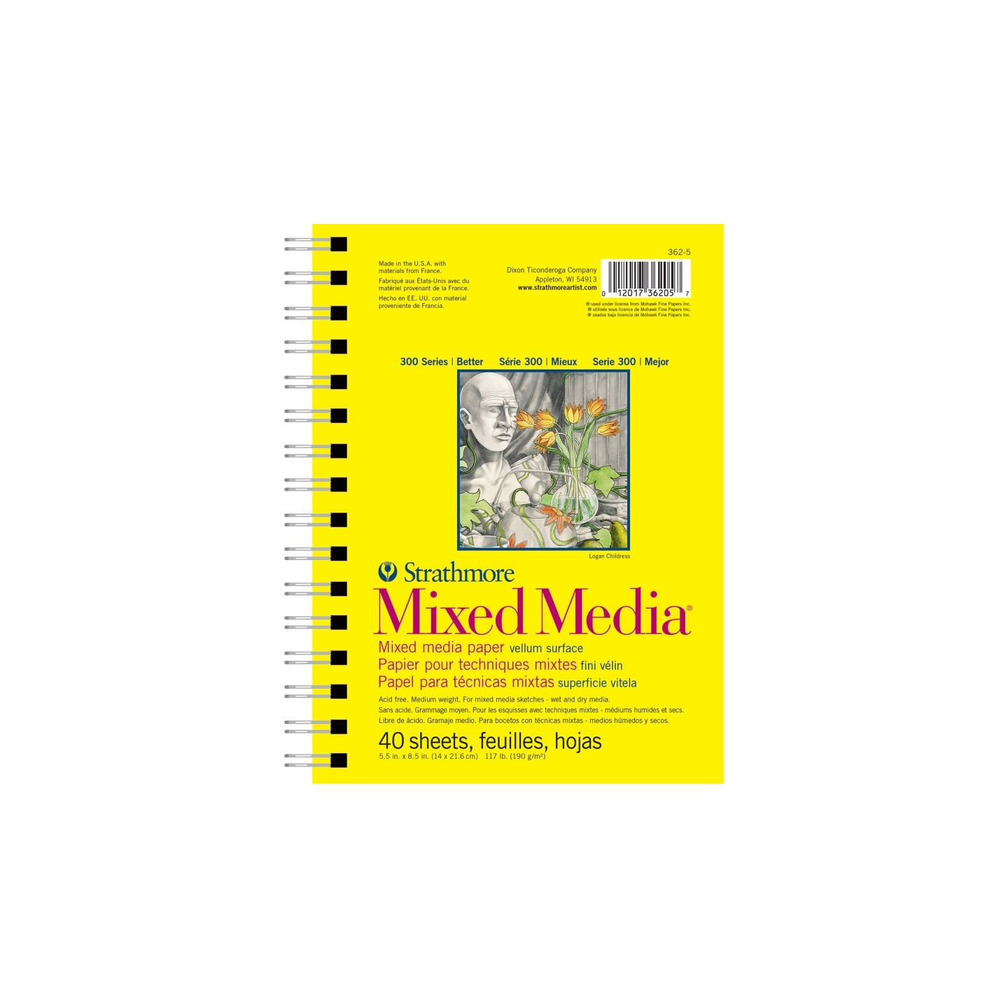 Strathmore 300 Series Mixed Media Pad, Side Wire Binding, 40 Sheet, 5.5x8.5 inch, 1 Count