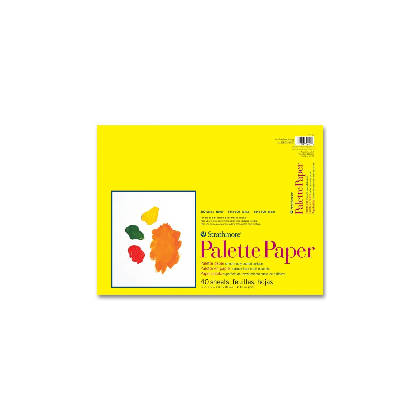 Strathmore 300 Series Palette Paper Pad, Tape Binding, 40 Sheet, 12x16 inch, 1 Count