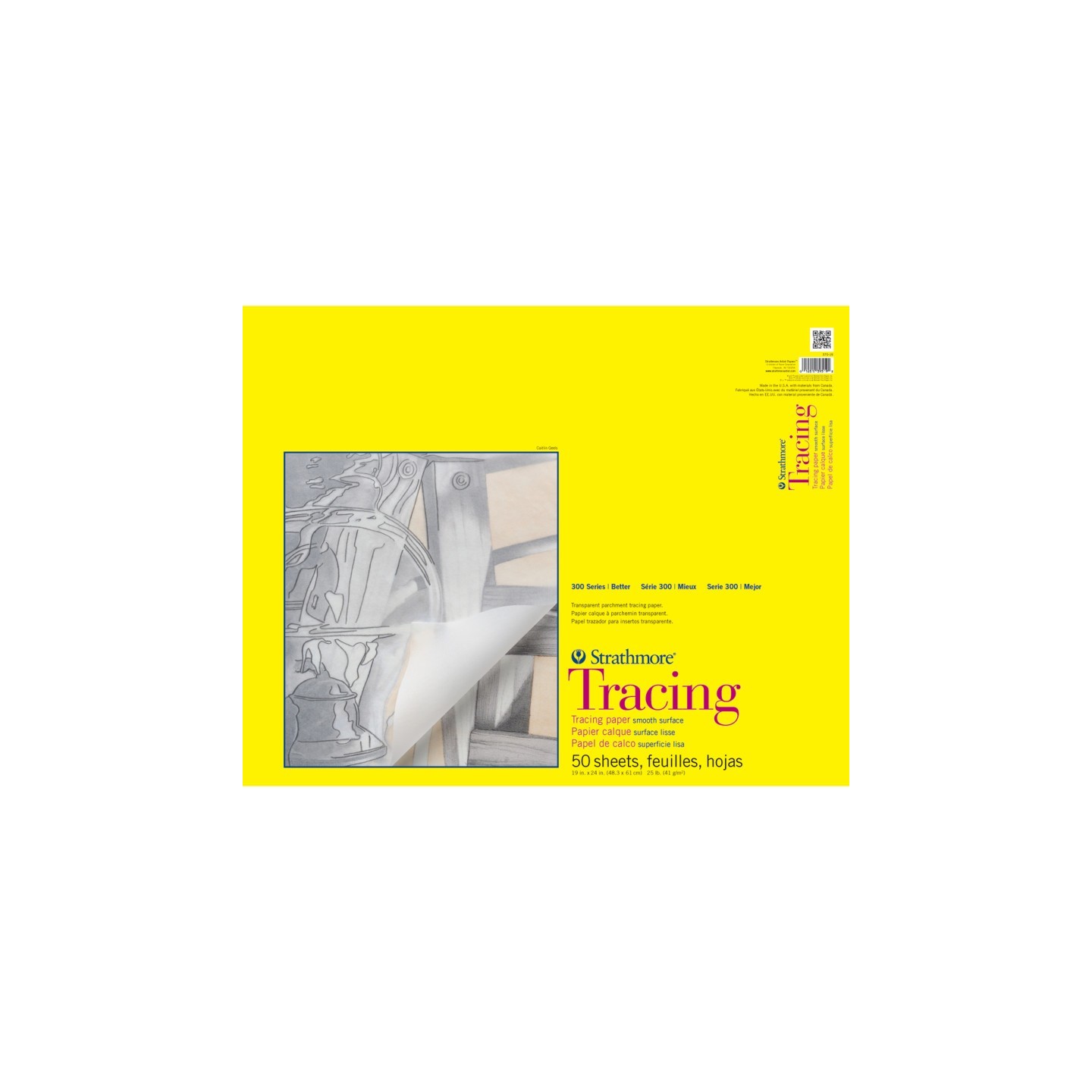 Strathmore 300 Series Tracing Pad, Tape Binding, 50 Sheet, 19x24 inch, 1 Count