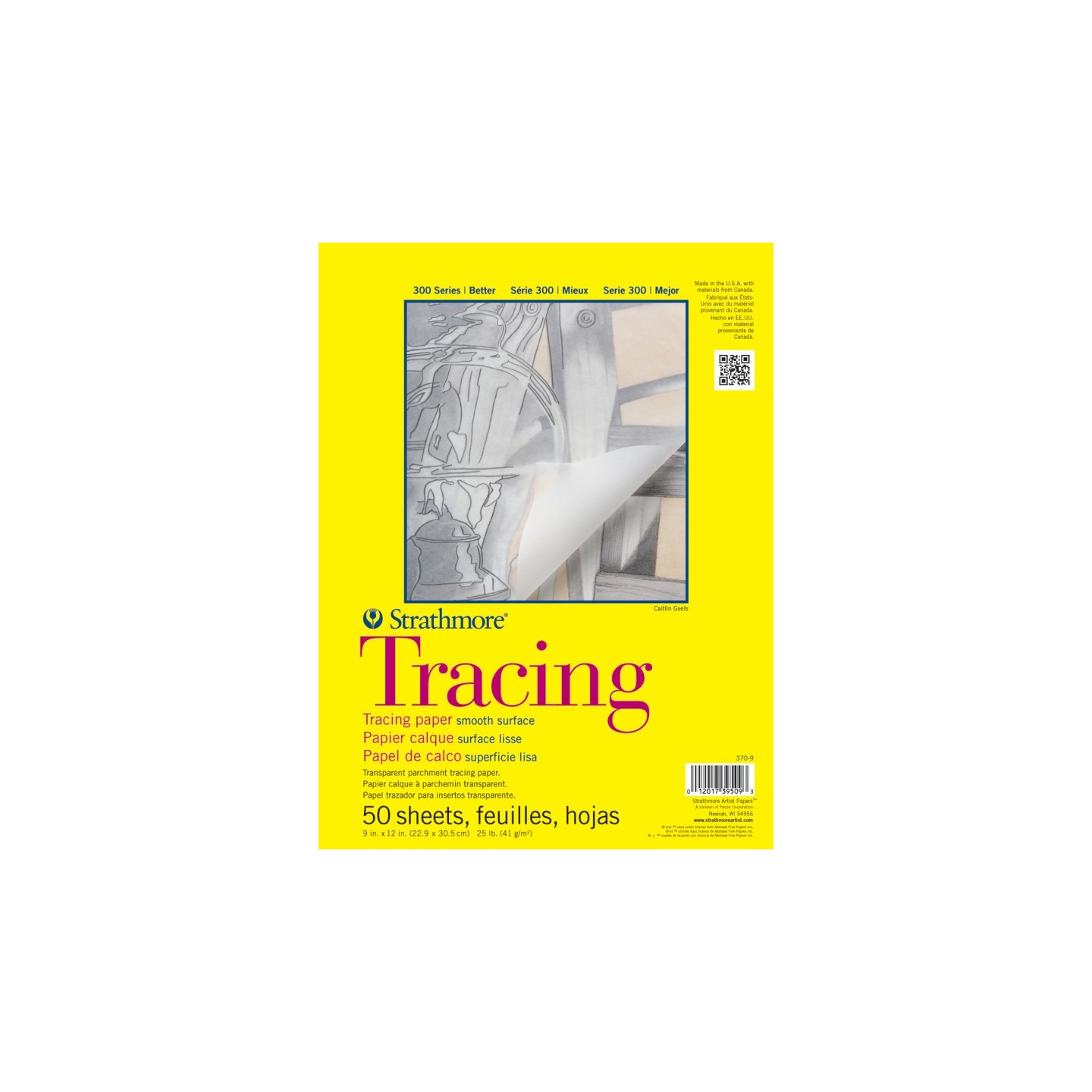 Strathmore 300 Series Tracing Pad, Tape Binding, 50 Sheet, 9x12 inch, 1 Count