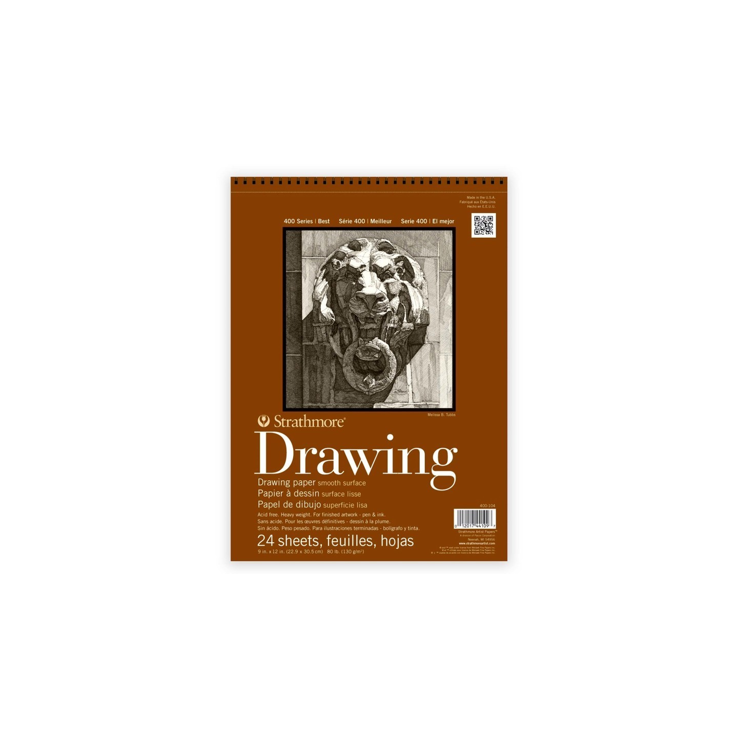 Strathmore 400 Series Drawing Paper Pad, Smooth Finish, Wire Binding, 24 Sheet, 9x12 inch, 1 Count