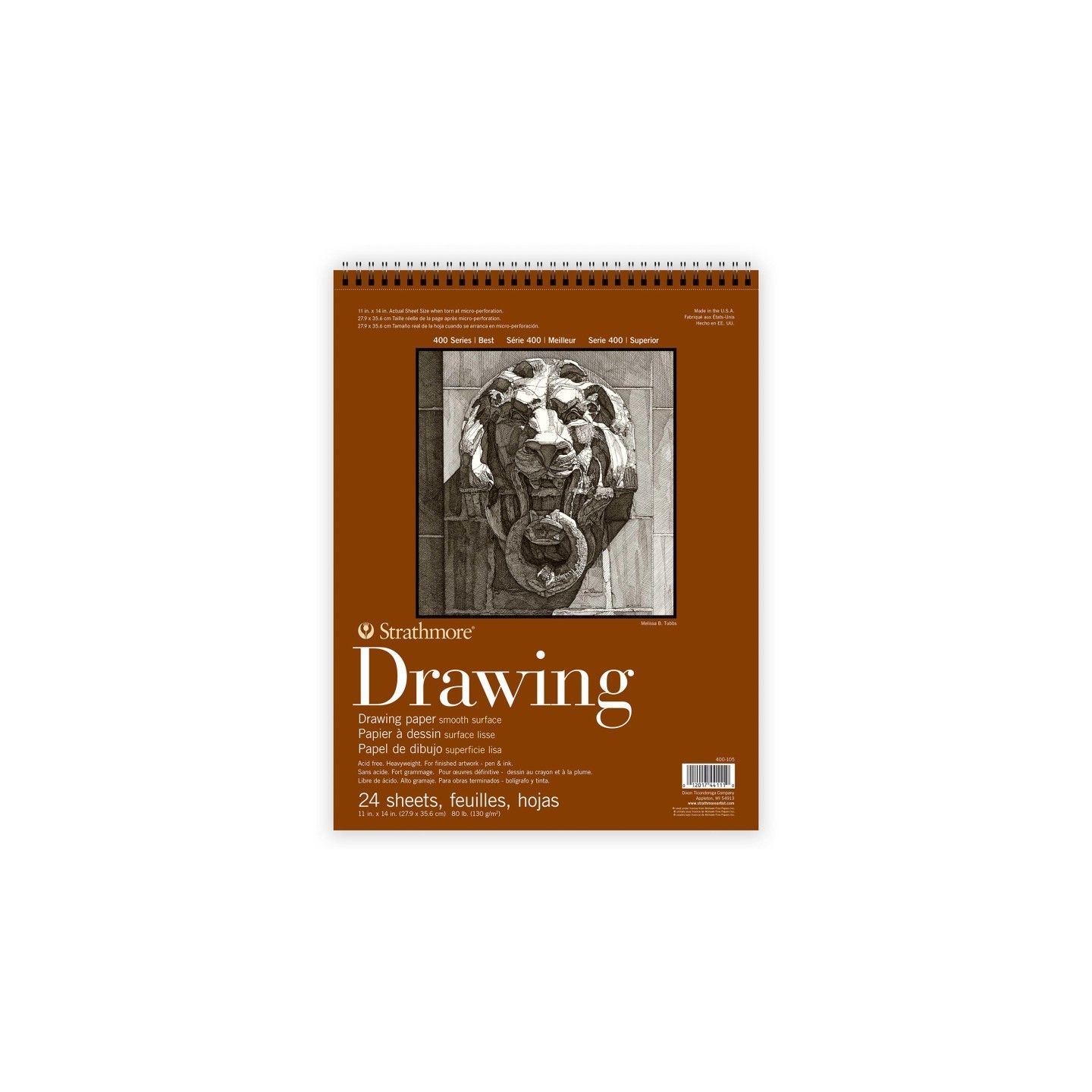 Strathmore 400 Series Drawing Paper Pad, Smooth Finish, Top Wire Binding, 24 Sheet, 11x14 inch, 1 Count