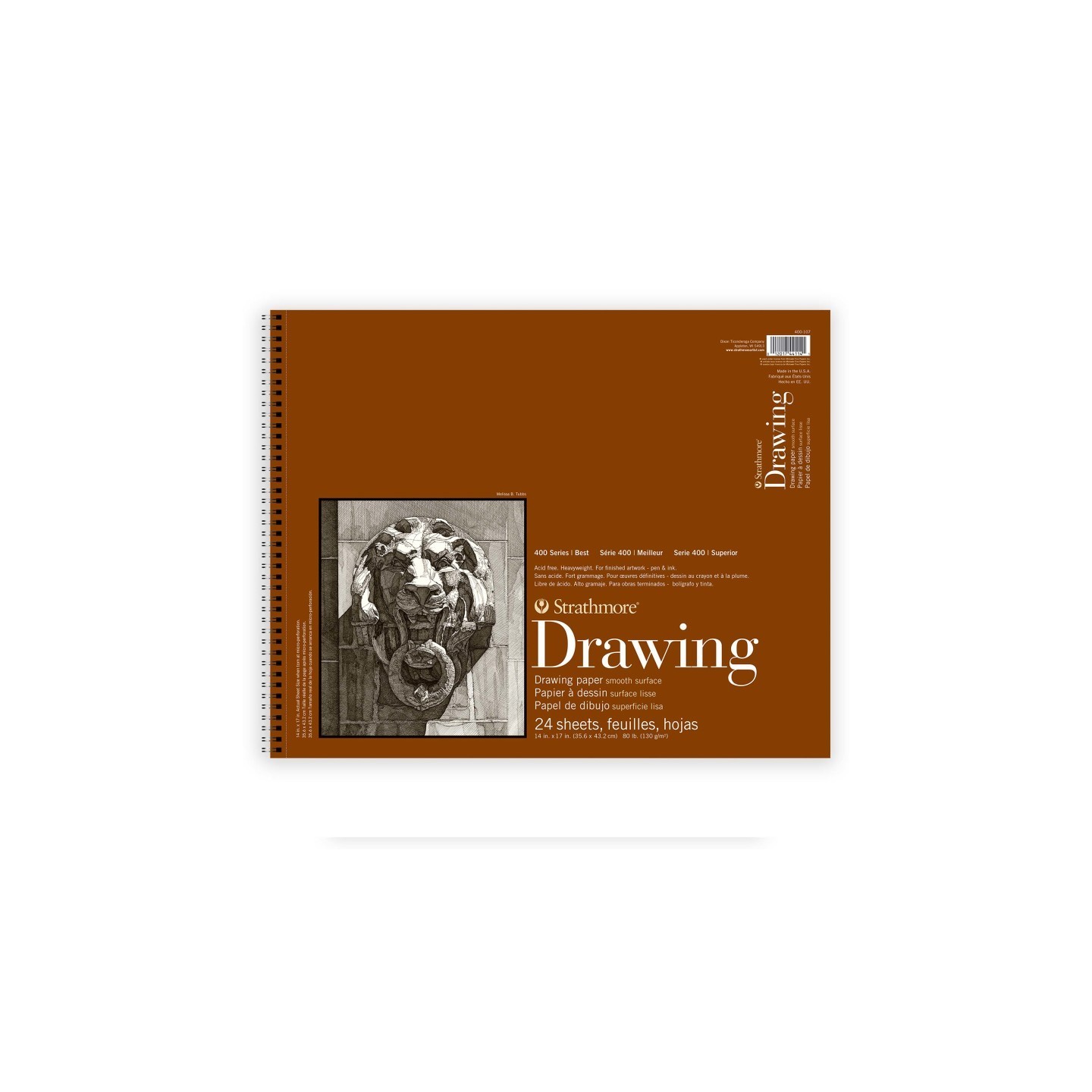 Strathmore 400 Series Drawing Paper Pad, Smooth Finish, Top Wire Binding, 24 Sheet, 14x17 inch, 1 Count