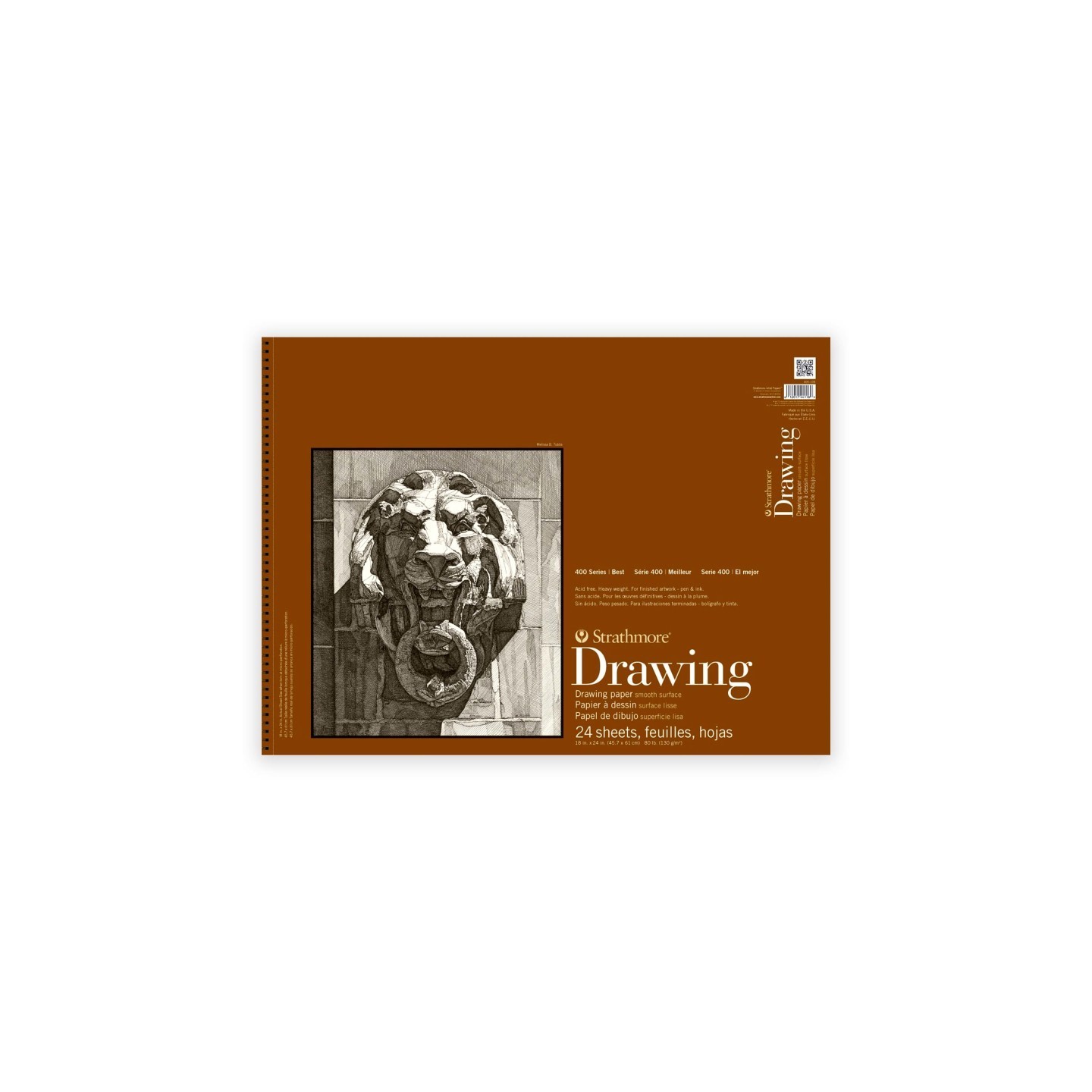 Strathmore 400 Series Drawing Paper Pad, Smooth Finish, Wire Binding, 24 Sheet, 18x24 inch, 1 Count
