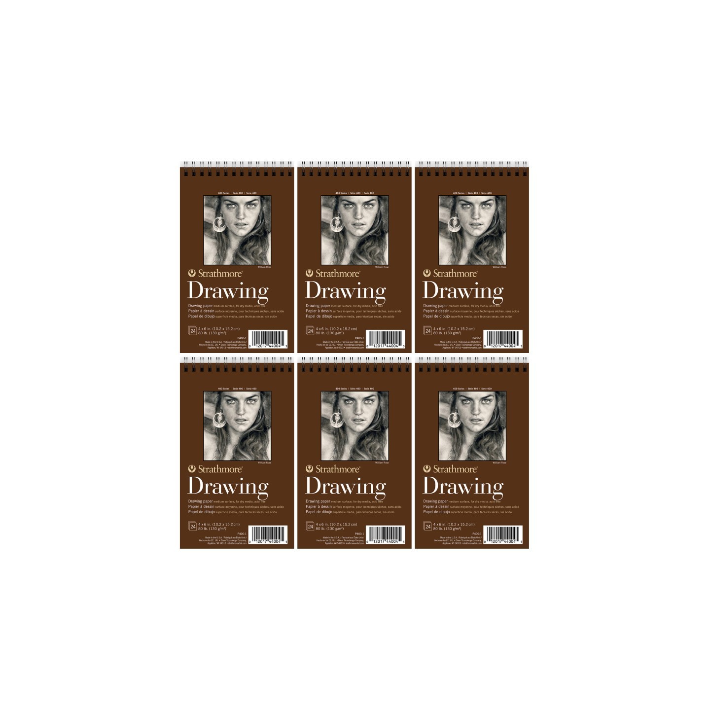 Strathmore 400 Series Drawing Paper Pad, Top Wire Binding, 24 Sheet, 4x6 inch, 1 Count, Pack of 6