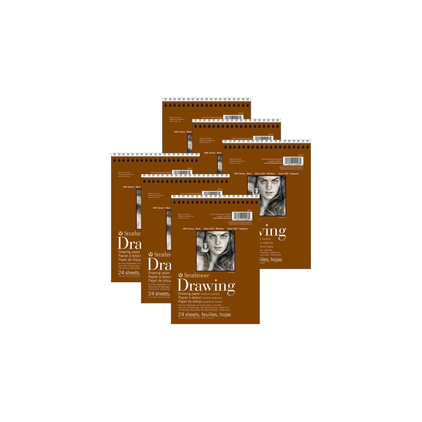 Strathmore 400 Series Drawing Pad, Smooth Finish, Wire Binding, 24 Sheet, 6x8 inch, Pack of 6