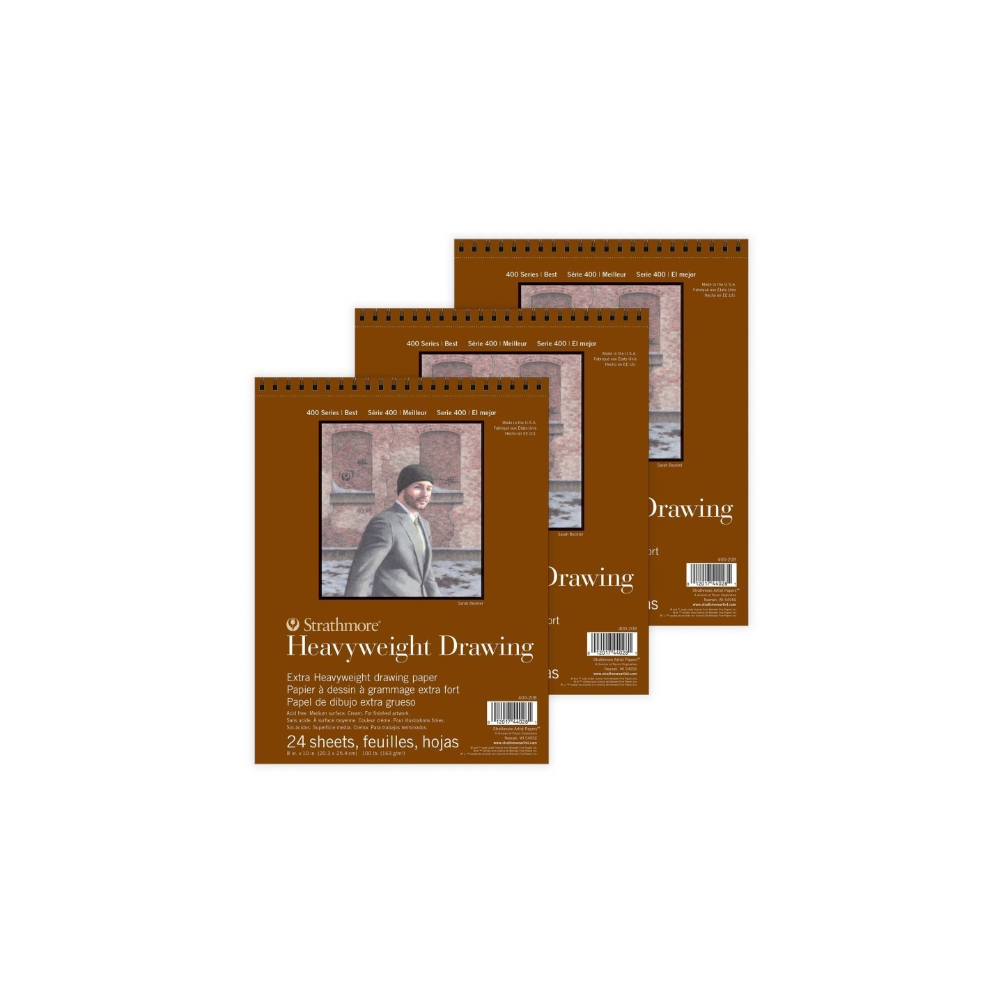 Strathmore 400 Series Drawing Paper Pad, Top Wire Binding, 24 Sheet, 8x10 inch, 1 Count, Pack of 3