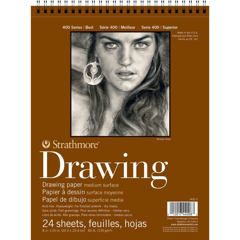 Strathmore 400 Series Drawing Pad, Smooth Finish, Wire Binding, 24 Sheet, 8x10 inch, 1 Count