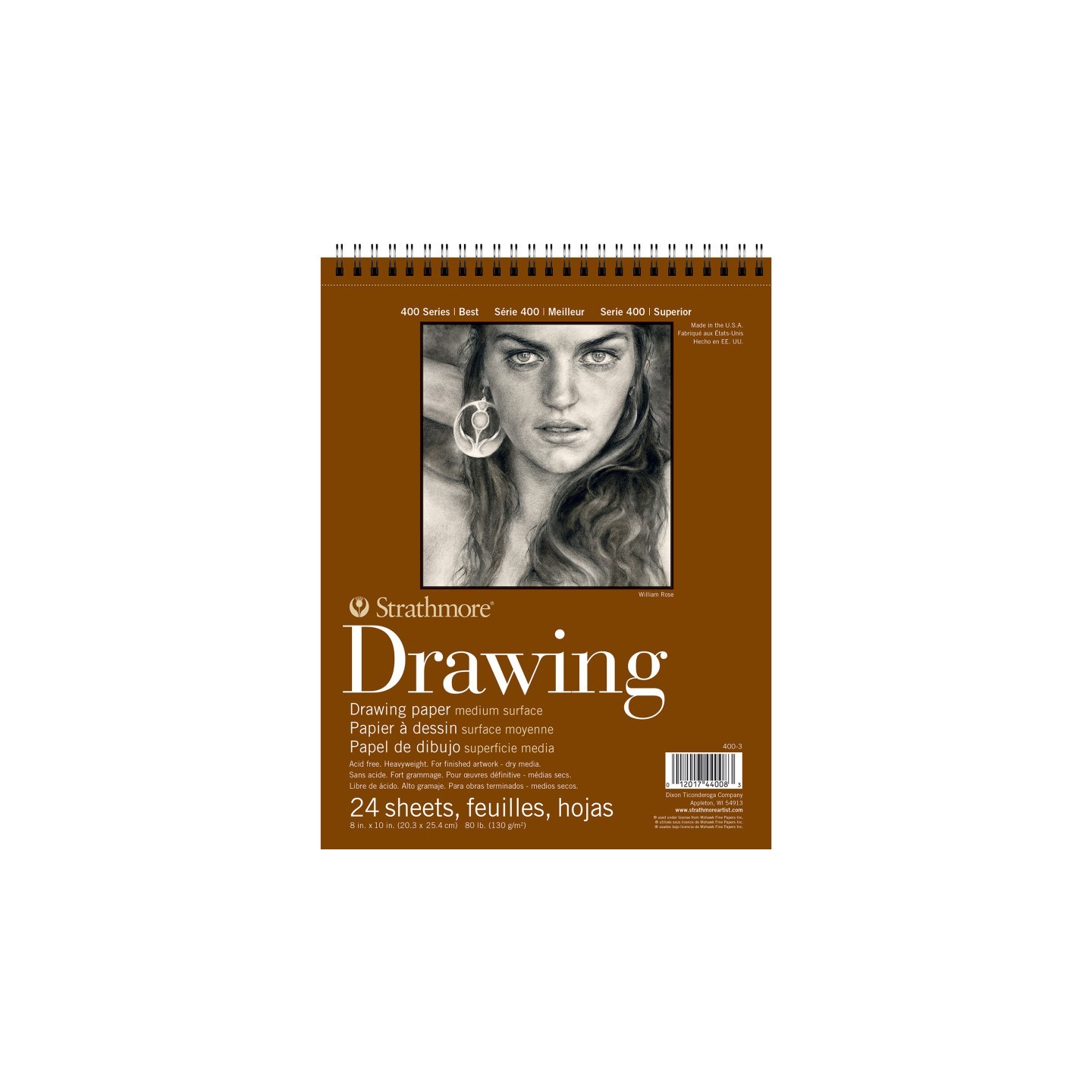 Strathmore 400 Series Drawing Pad, Smooth Finish, Wire Binding, 24 Sheet, 8x10 inch, 1 Count