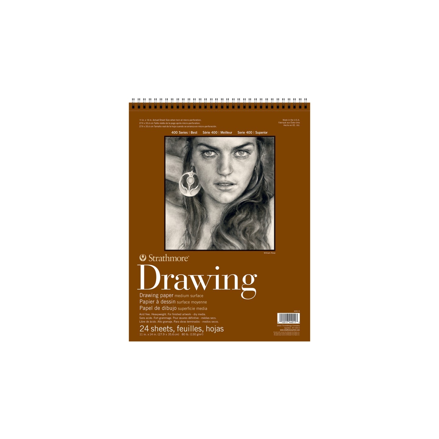 Strathmore 400 Series Drawing Pad, Smooth Finish, Wire Binding, 24 Sheet, 11x14 inch, 1 Count