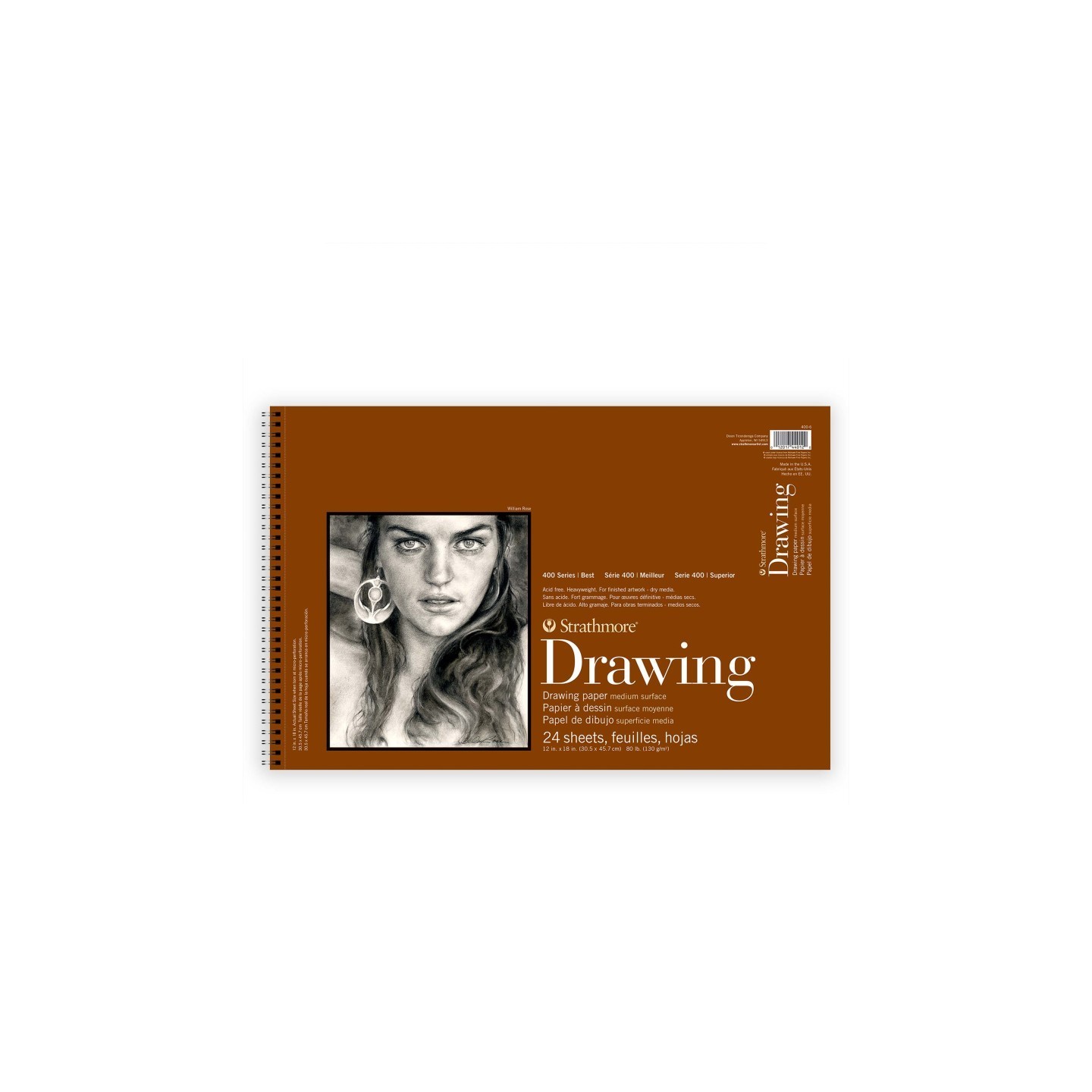 Strathmore 400 Series Drawing Paper Pad, Top Wire Binding, 24 Sheet, 12x18 inch, 1 Count