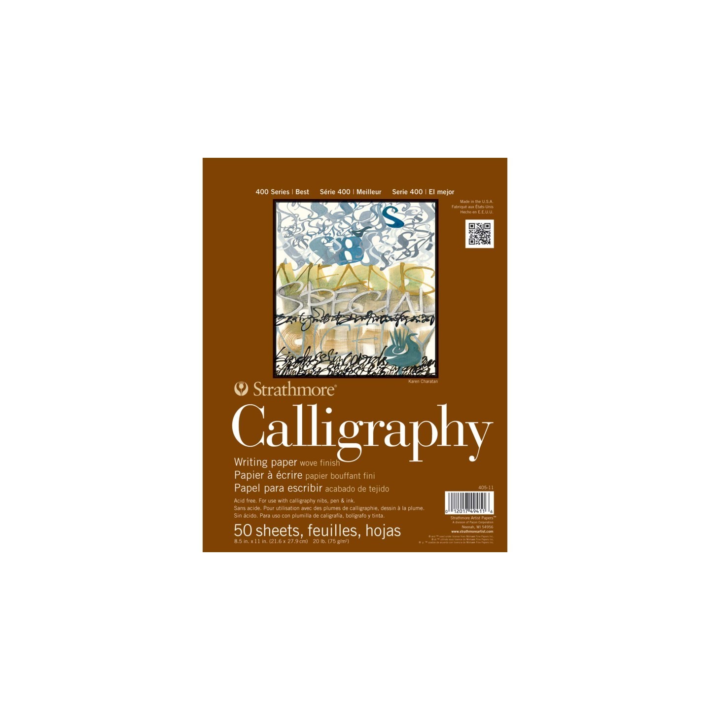 Strathmore 400 Series Calligraphy Paper Pad, Tape Binding, 50 Sheet, 8.5x11 inch, 1 Count