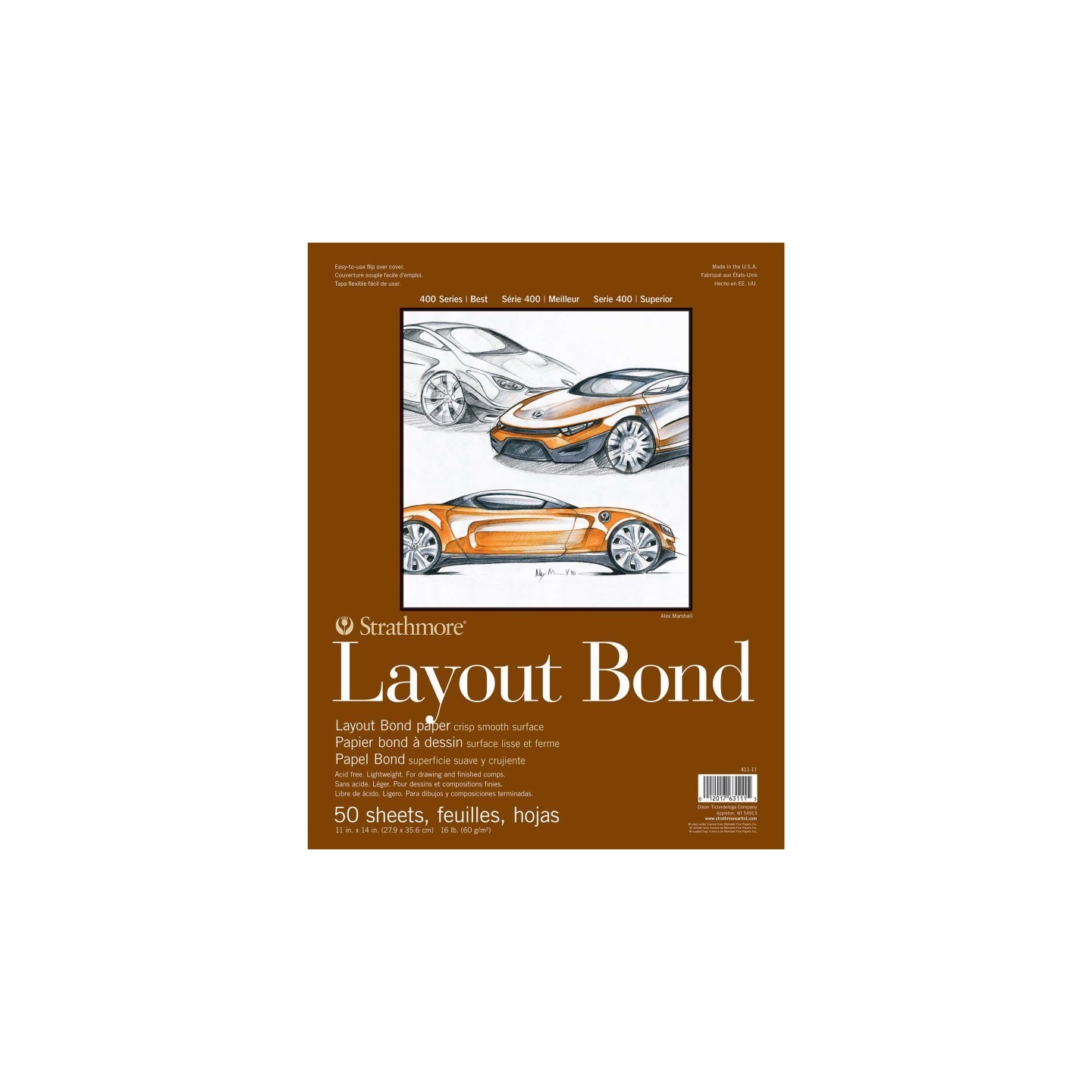 Strathmore 400 Series Layout Paper Pad, Glue Binding, 50 Sheet, 11x14 inch, 1 Count
