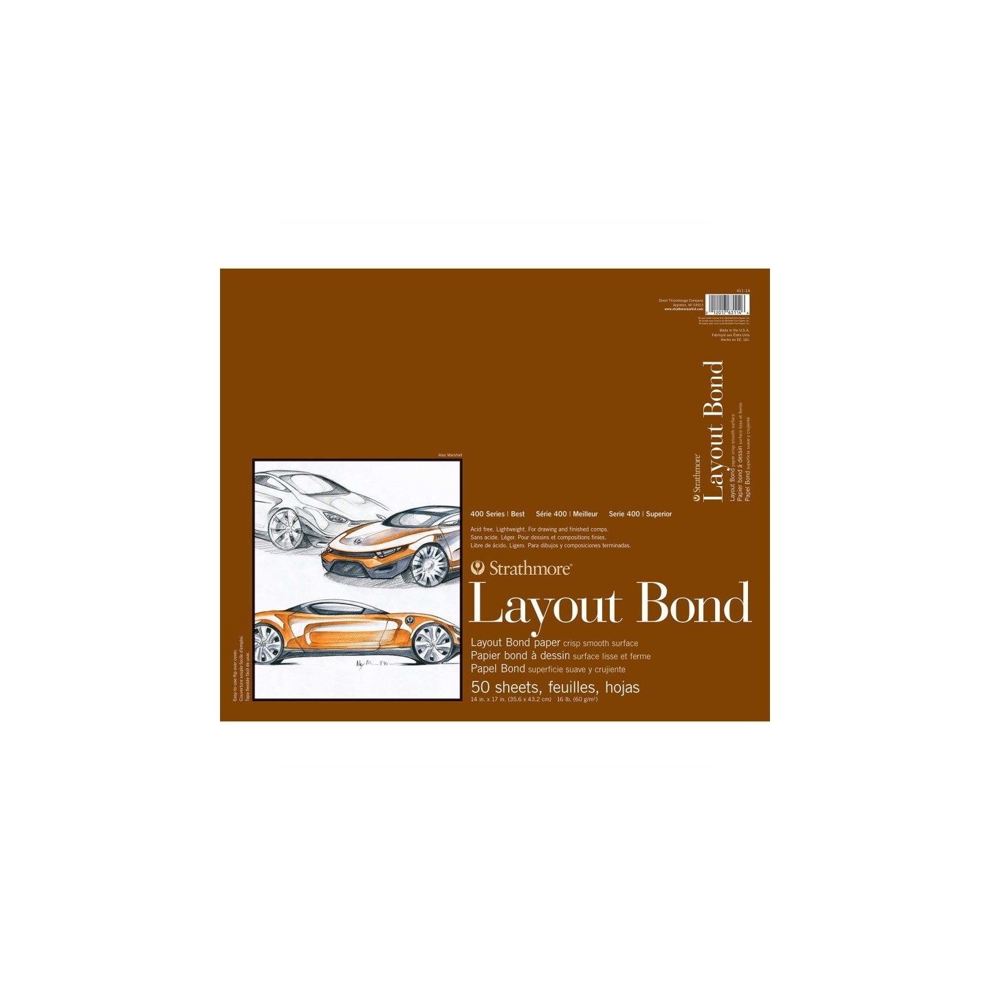 Strathmore 400 Series Layout Paper Pad, Glue Binding, 50 Sheet, 14x17 inch, 1 Count