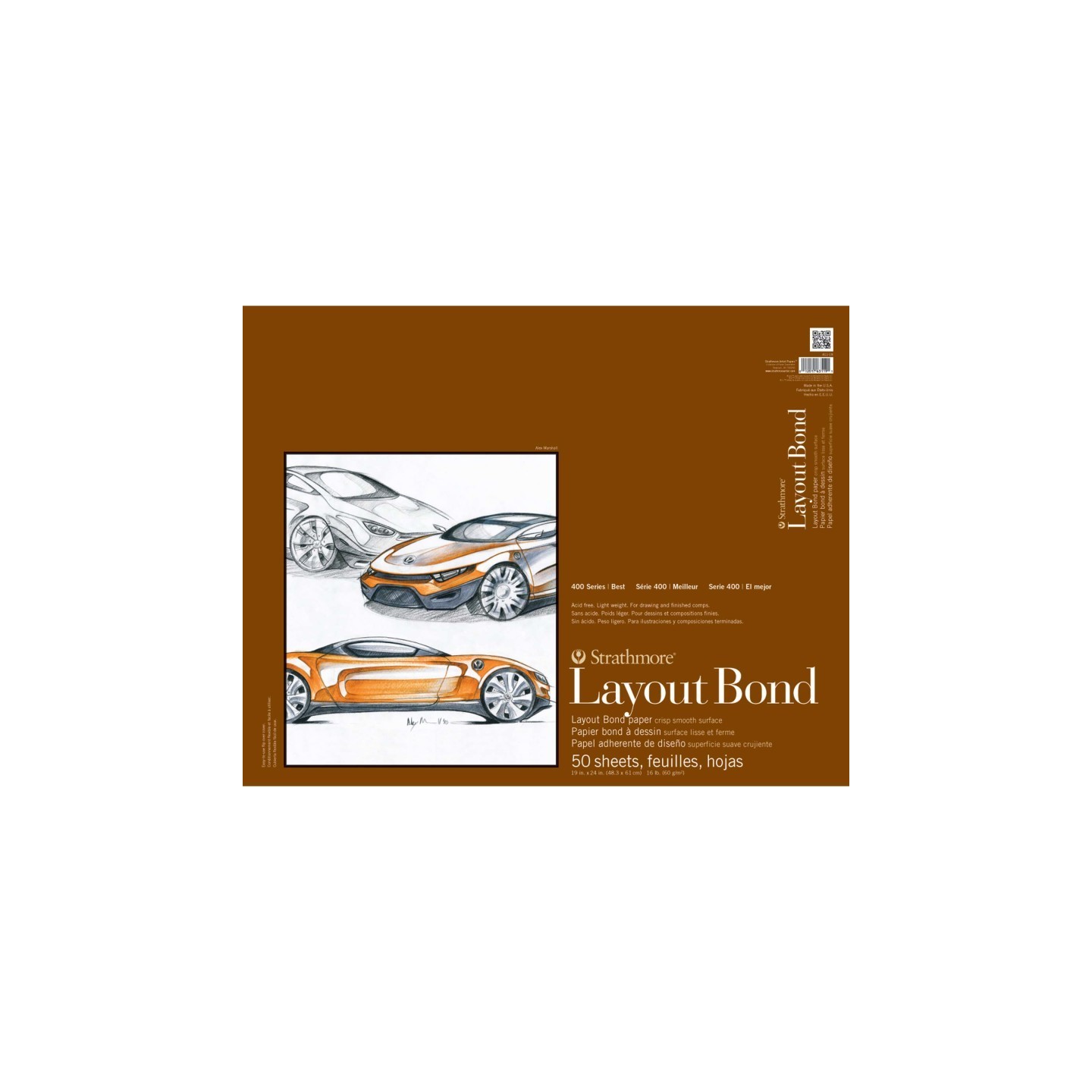 Strathmore 400 Series Layout Paper Pad, Glue Binding, 50 Sheet, 19x24 inch, 1 Count