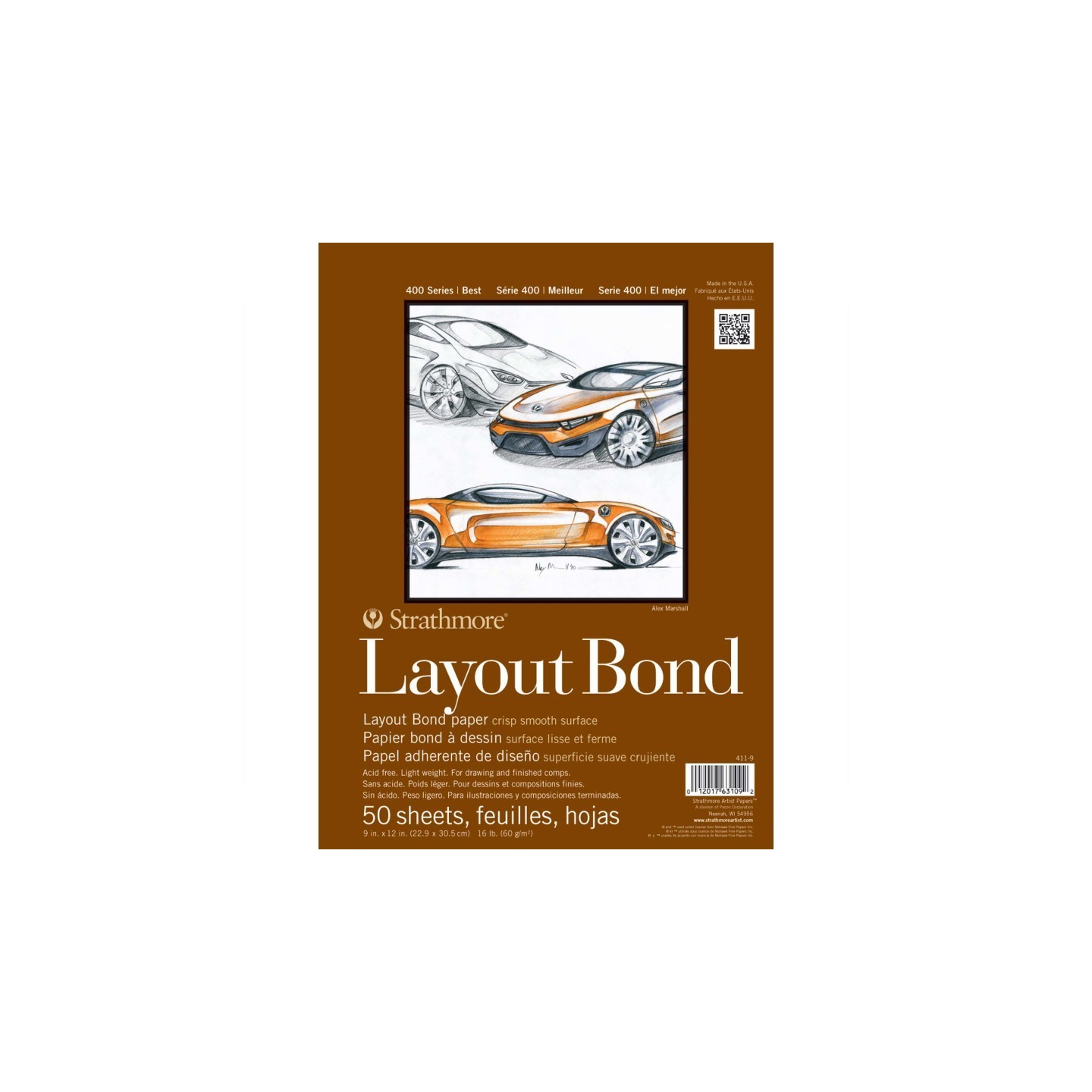 Strathmore 400 Series Layout Paper Pad, Glue Binding, 50 Sheet, 9x12 inch, 1 Count